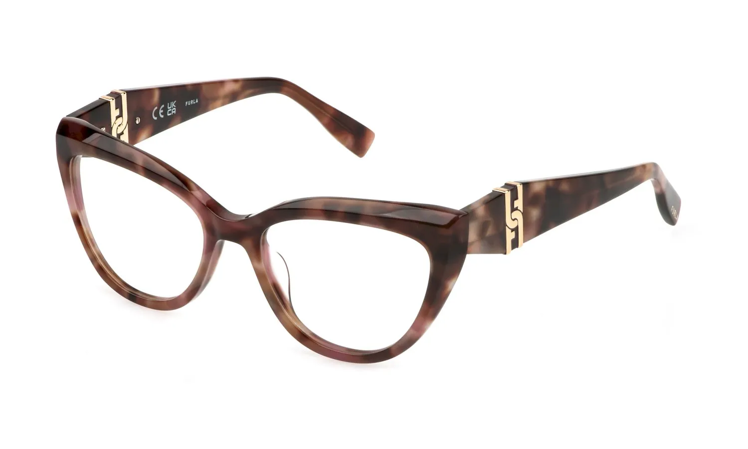 Furla VFU867 01GQ Montature da vista Acetato Havana Farfalla - immagine 1
