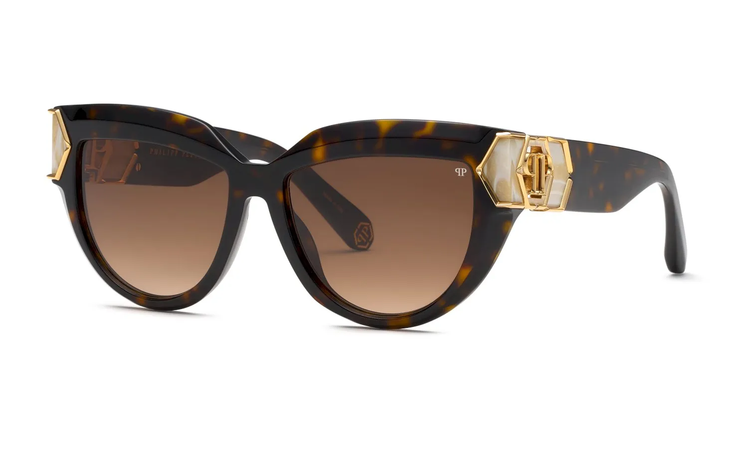 Philipp Plein SPP176M PLEIN CAPTURE 722 Occhiali da sole Acetato Havana Marrone Farfalla Normale Sfumato - immagine 1