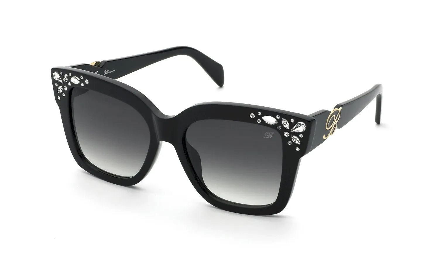 Blumarine SBM887S 700S Occhiali da sole Acetato Nero Fumo Squadrata Normale Sfumato - immagine 1