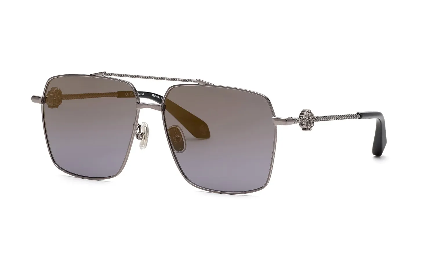 Roberto Cavalli SRC036V 568G Occhiali da sole Metallo Grigio Fumo Squadrata Normale Sfumato - immagine 1
