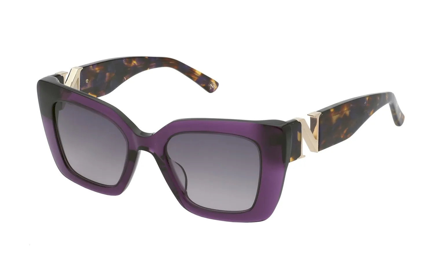 Nina Ricci SNR378V 916 Occhiali da sole Acetato Viola Fumo Squadrata Normale Sfumato - immagine 1