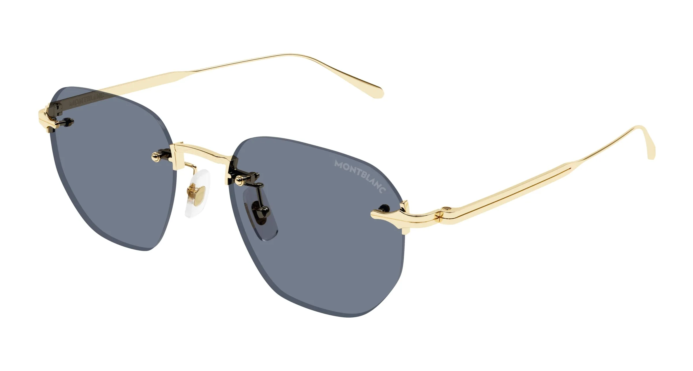 Montblanc MB0405S 003 Occhiali da sole Metallo Oro Grigio Rotonda - immagine 1