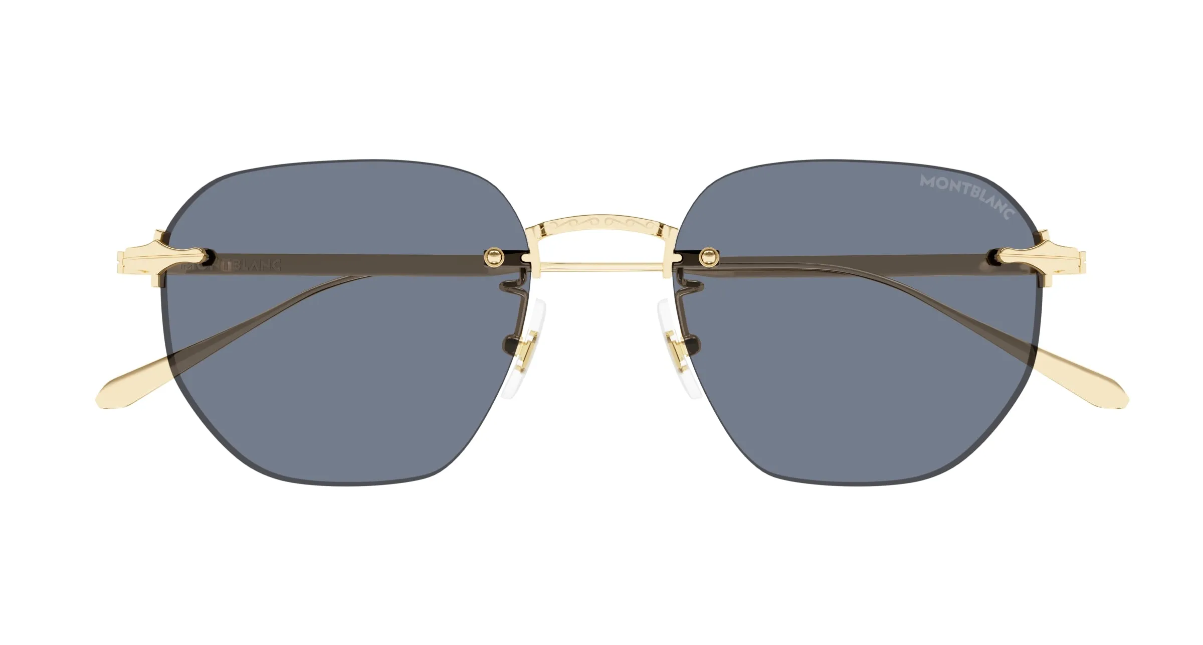 Montblanc MB0405S 003 Occhiali da sole Metallo Oro Grigio Rotonda - immagine 2