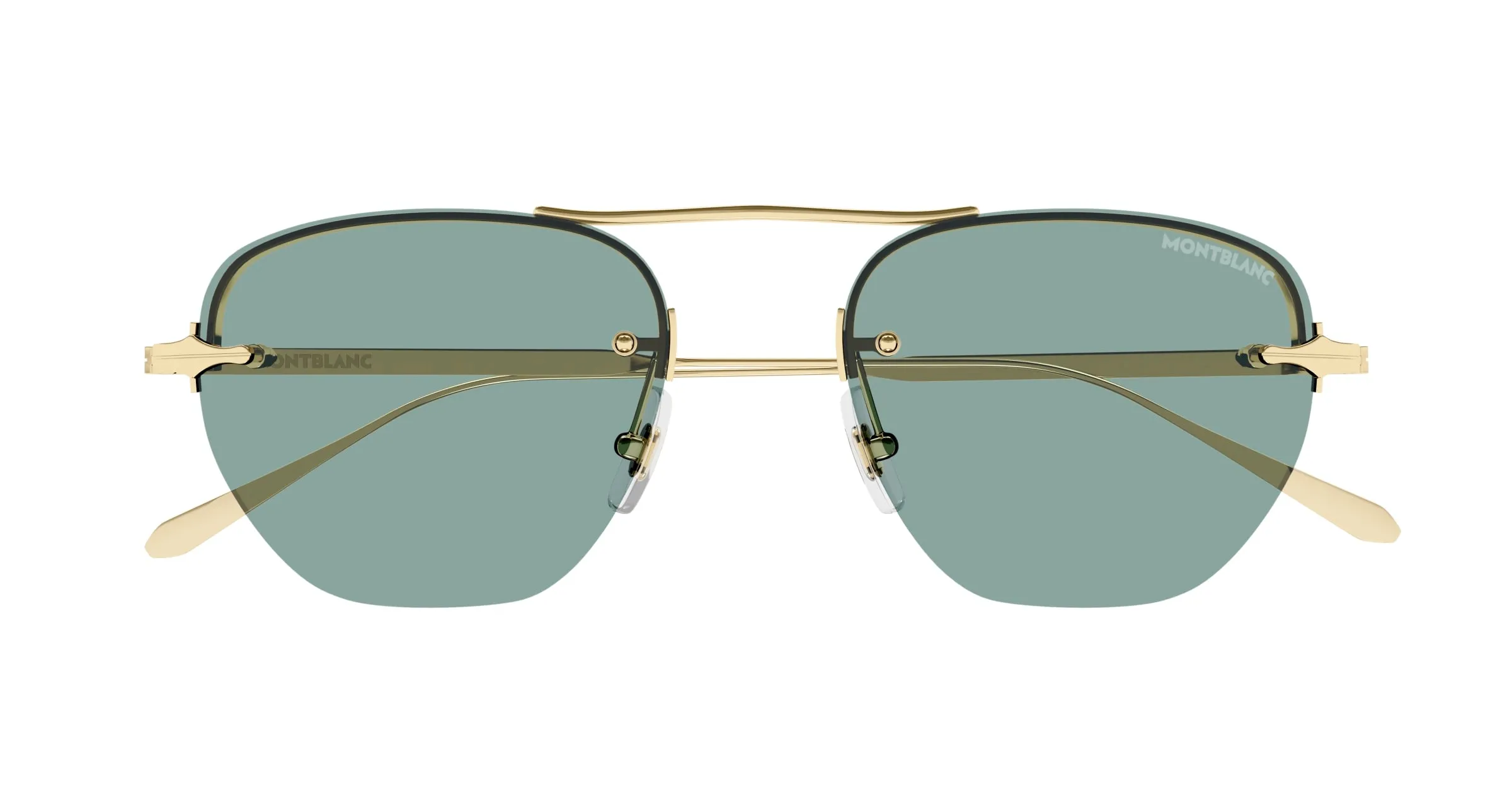 Montblanc MB0404S 003 Occhiali da sole Metallo Oro Verde Rotonda - immagine 2