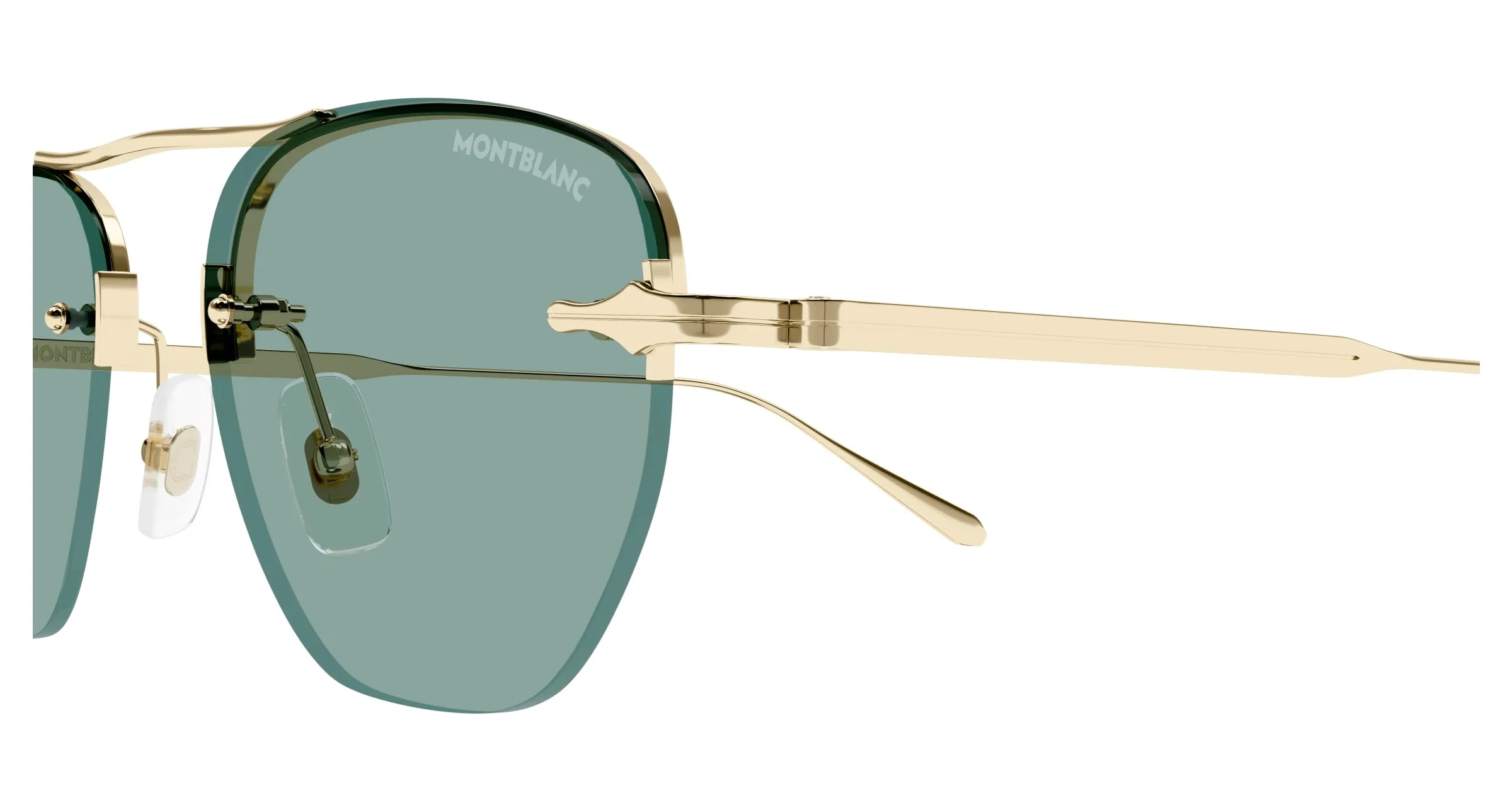 Montblanc MB0404S 003 Occhiali da sole Metallo Oro Verde Rotonda - immagine 3