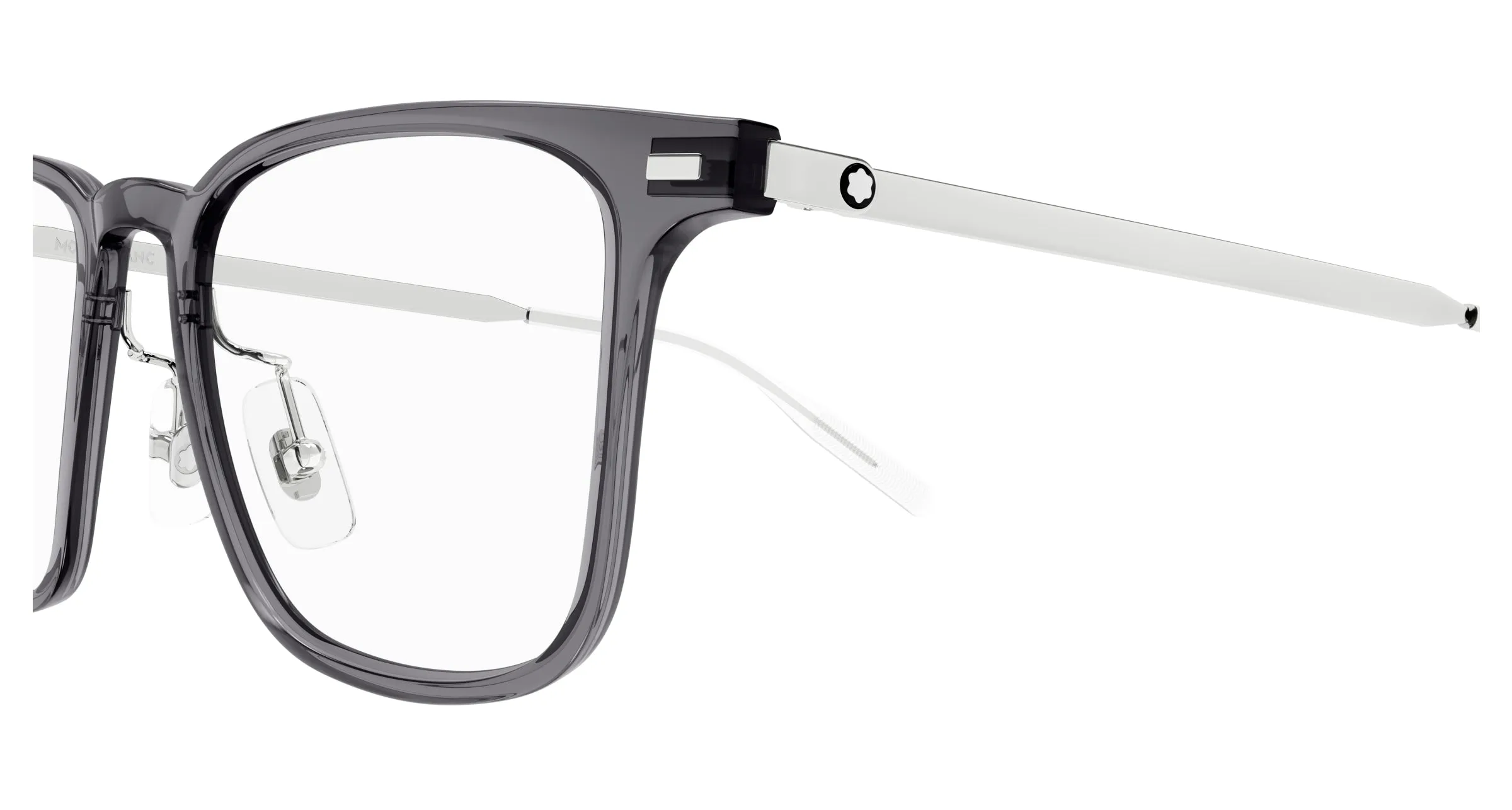 Montblanc MB0395ON 004 Montature da vista Iniettato Grigio Trasparente Squadrata - immagine 3