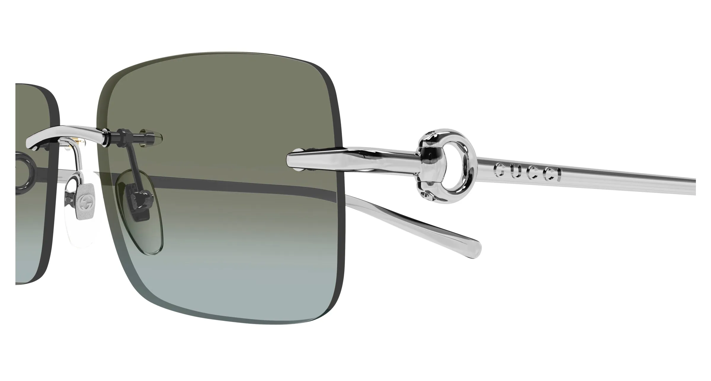 Gucci GG1703S 007 Occhiali da sole Metallo Argento Marrone Squadrata - immagine 3