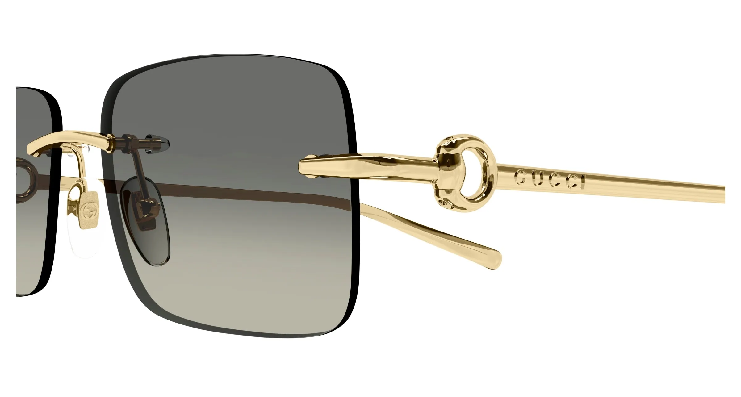 Gucci GG1703S 005 Occhiali da sole Metallo Oro Grigio Squadrata - immagine 3