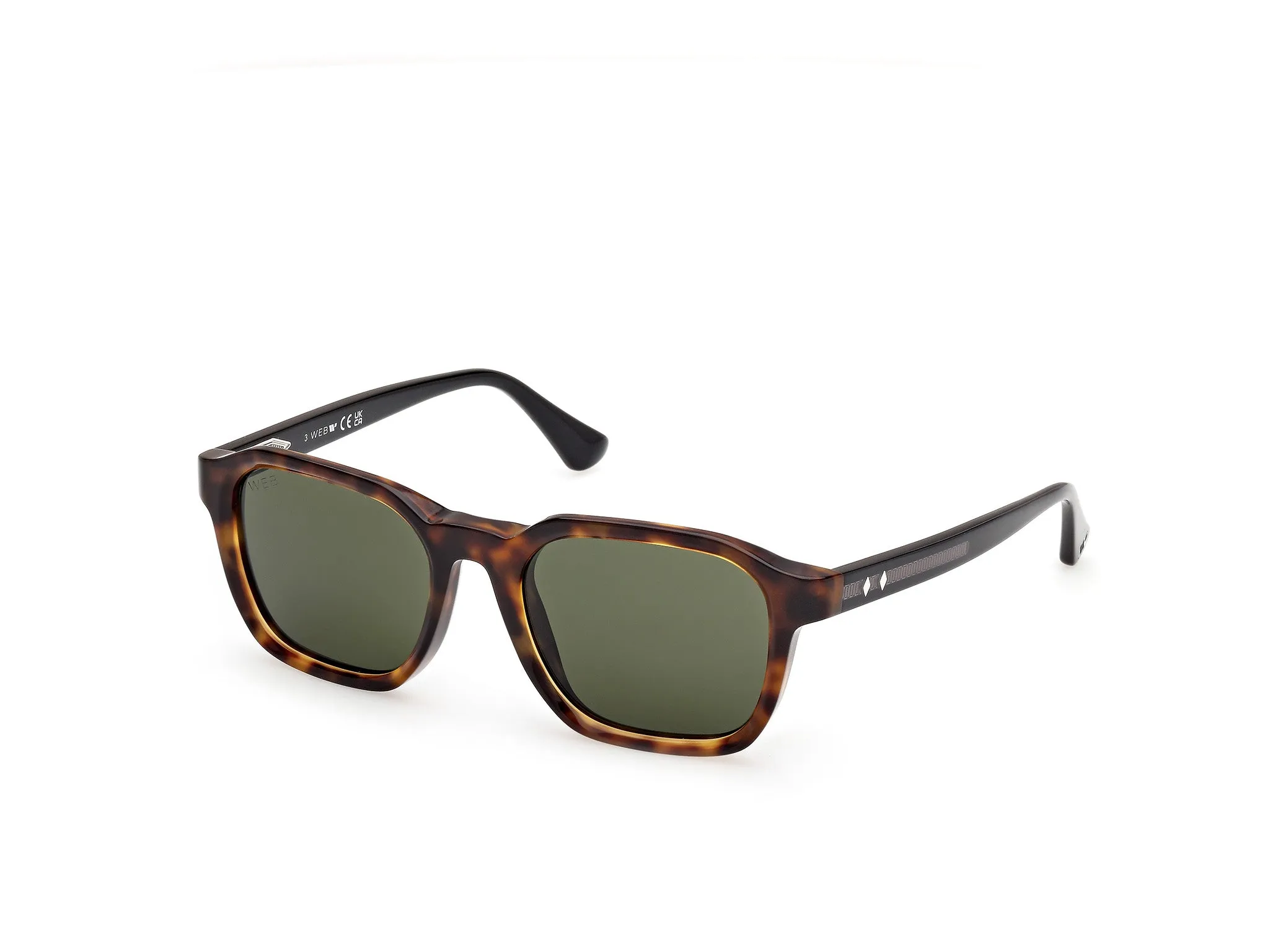 Web WE0385 55N Occhiali da sole Acetato Havana Verde Squadrata Normale - immagine 1