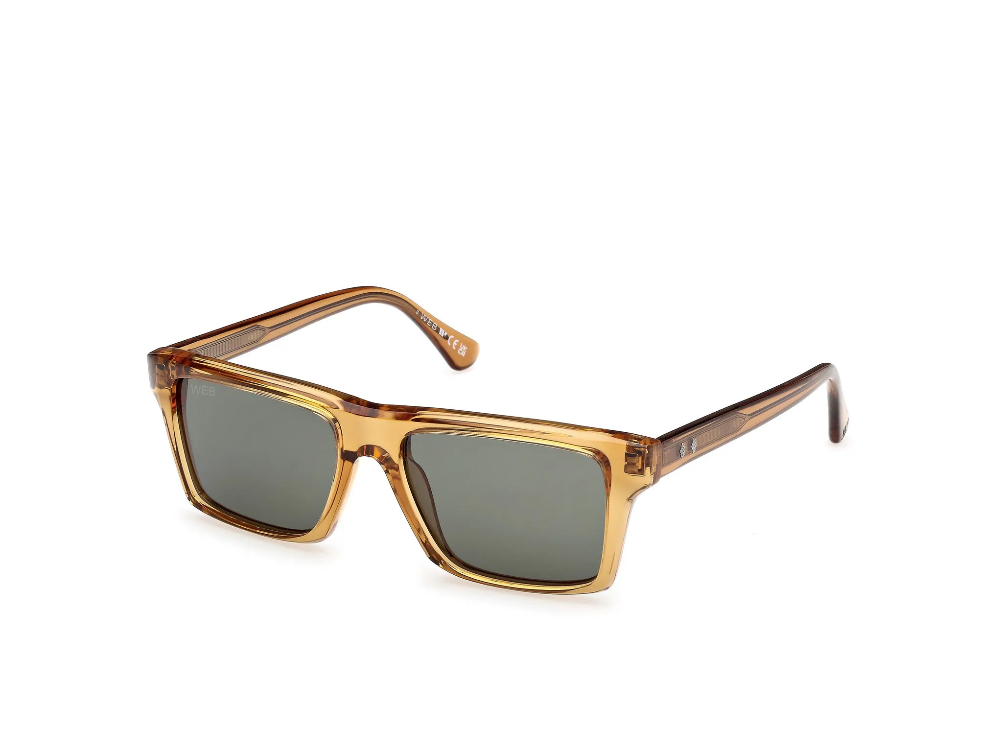 Web WE0383 39N Occhiali da sole Acetato Giallo Verde Squadrata Normale - immagine 1