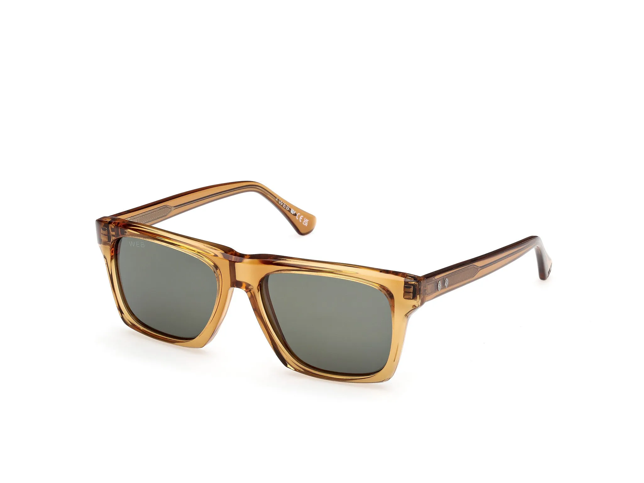 Web WE0382 39N Occhiali da sole Acetato Giallo Verde Squadrata Normale - immagine 1