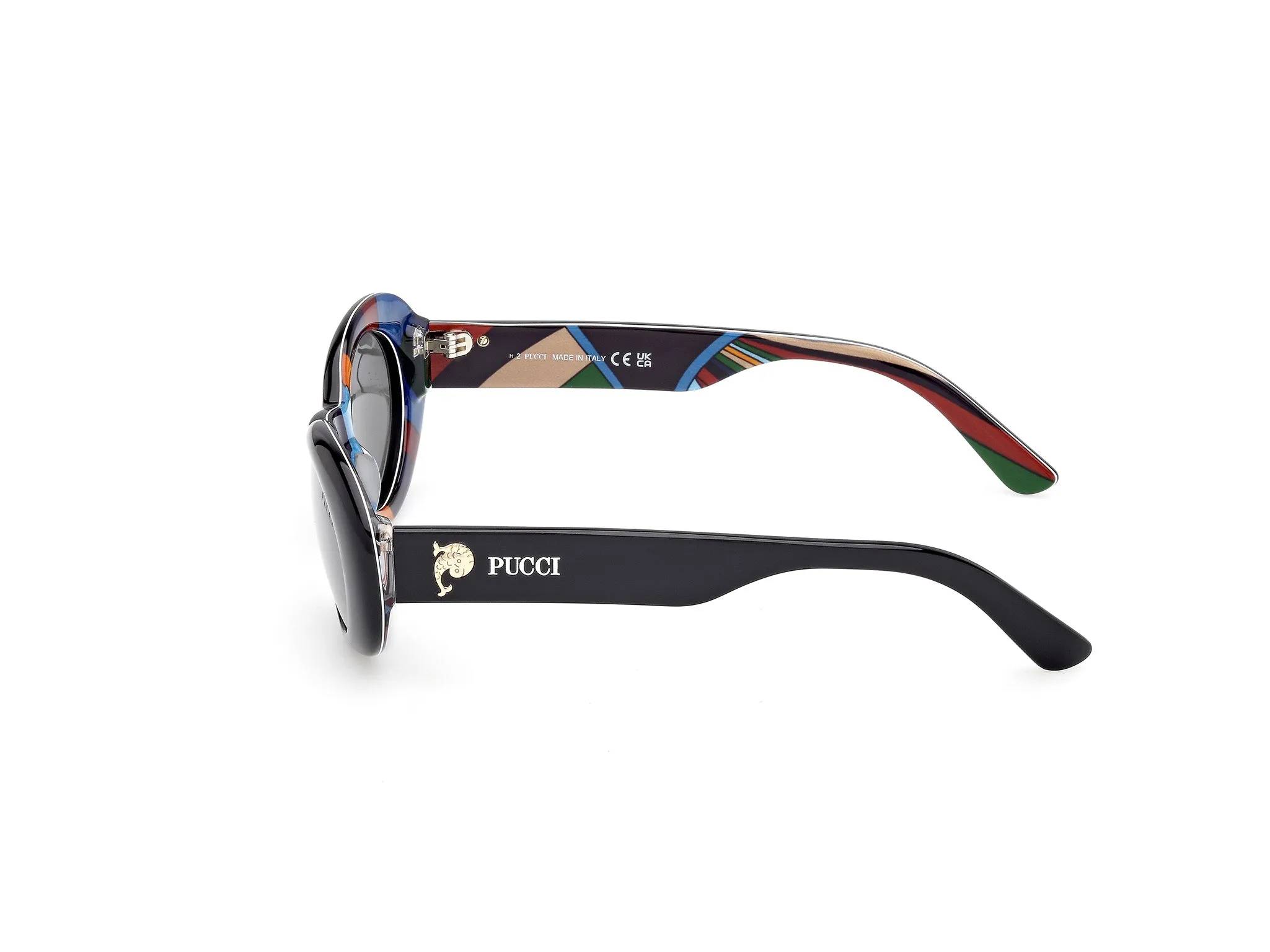 Emilio Pucci EP0234 05A Occhiali da sole Acetato Nero Fumo Rotonda Normale - immagine 3