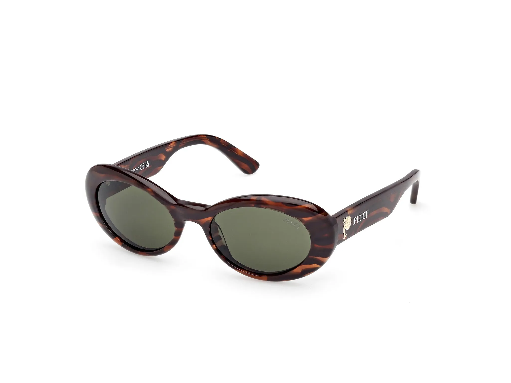 Emilio Pucci EP0234 56N Occhiali da sole Acetato Havana Verde Rotonda Normale - immagine 1