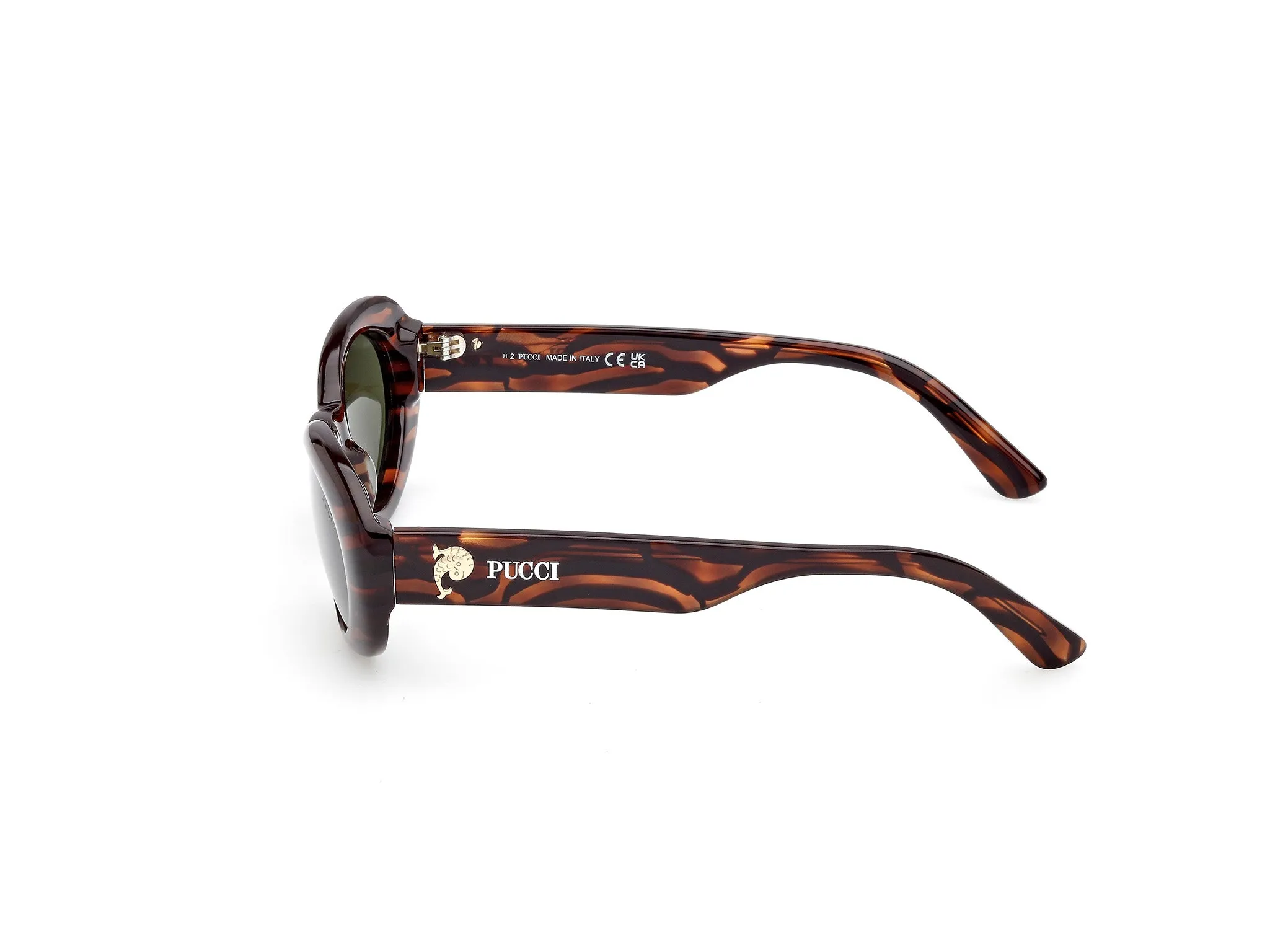 Emilio Pucci EP0234 56N Occhiali da sole Acetato Havana Verde Rotonda Normale - immagine 3