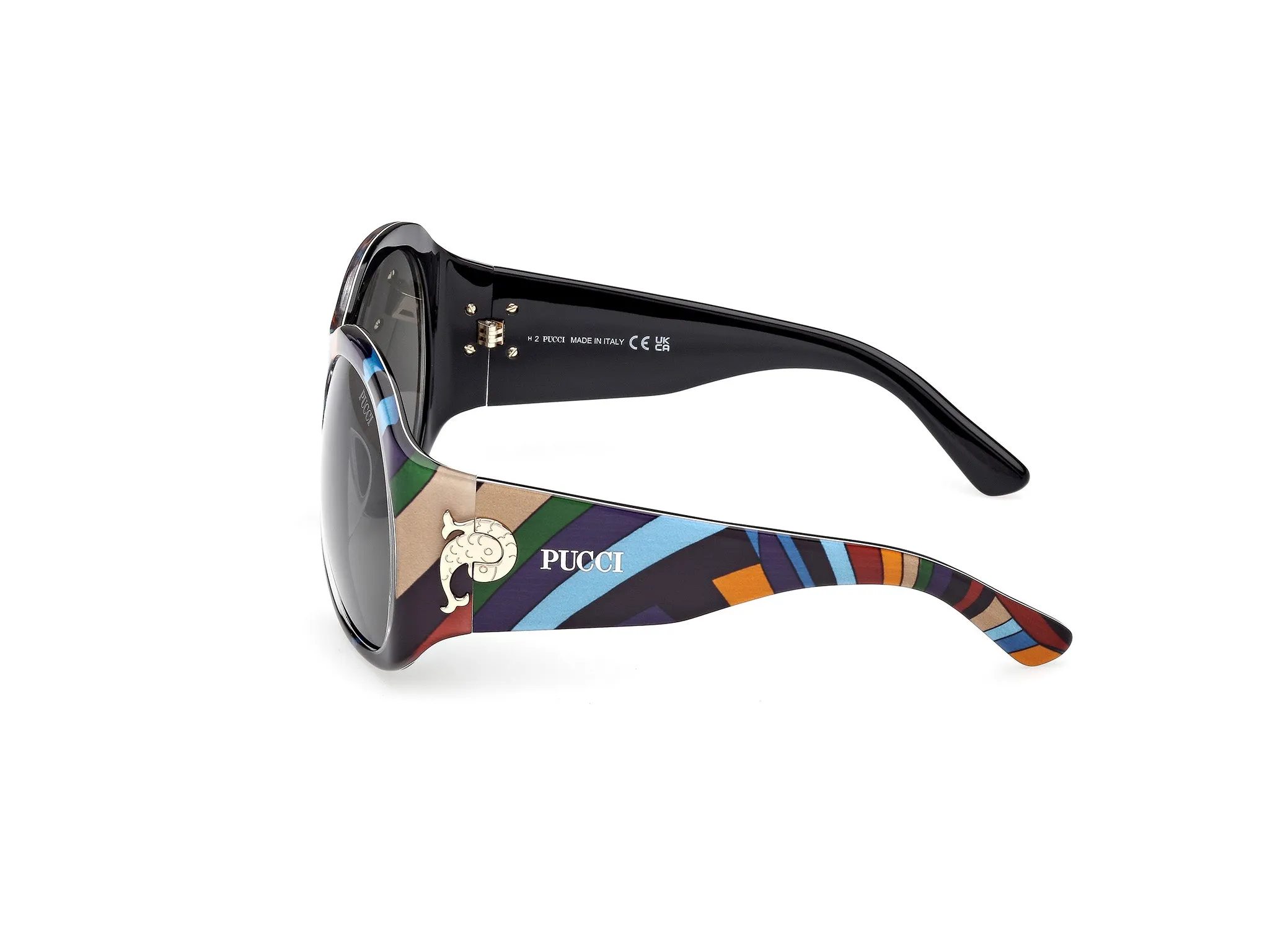Emilio Pucci EP0233 99A Occhiali da sole Acetato Fantasia Fumo Geometrica Normale - immagine 3
