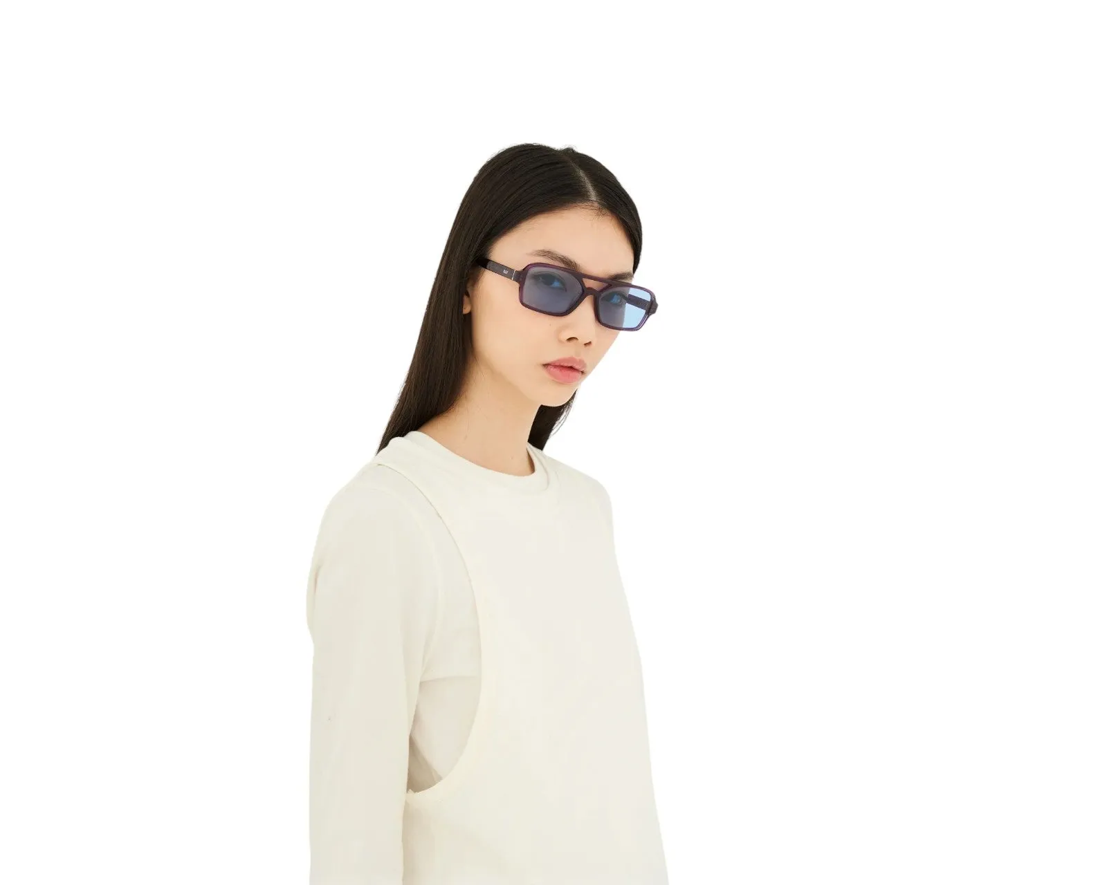 Retrosuperfuture YAR VICO MELANZANA Occhiali da sole Acetato Azzurro Azzurro Squadrata Normale - immagine 4