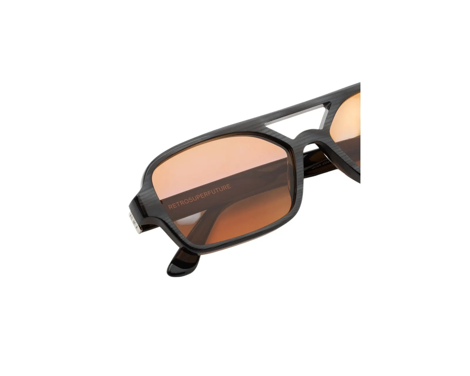 Retrosuperfuture 0N4 VICO BLACK CAT Occhiali da sole Acetato Nero Arancione Squadrata Normale - immagine 3