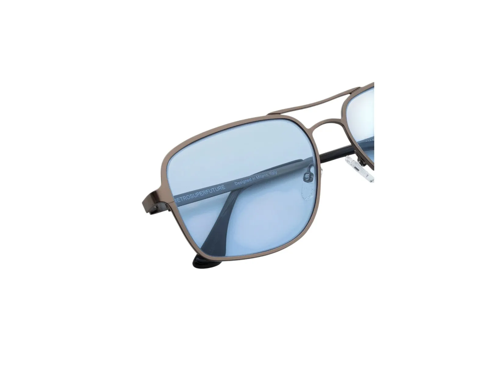 Retrosuperfuture LSM SPLIFF BLUE-GUN Occhiali da sole Acetato Argento Azzurro Squadrata Normale - immagine 3