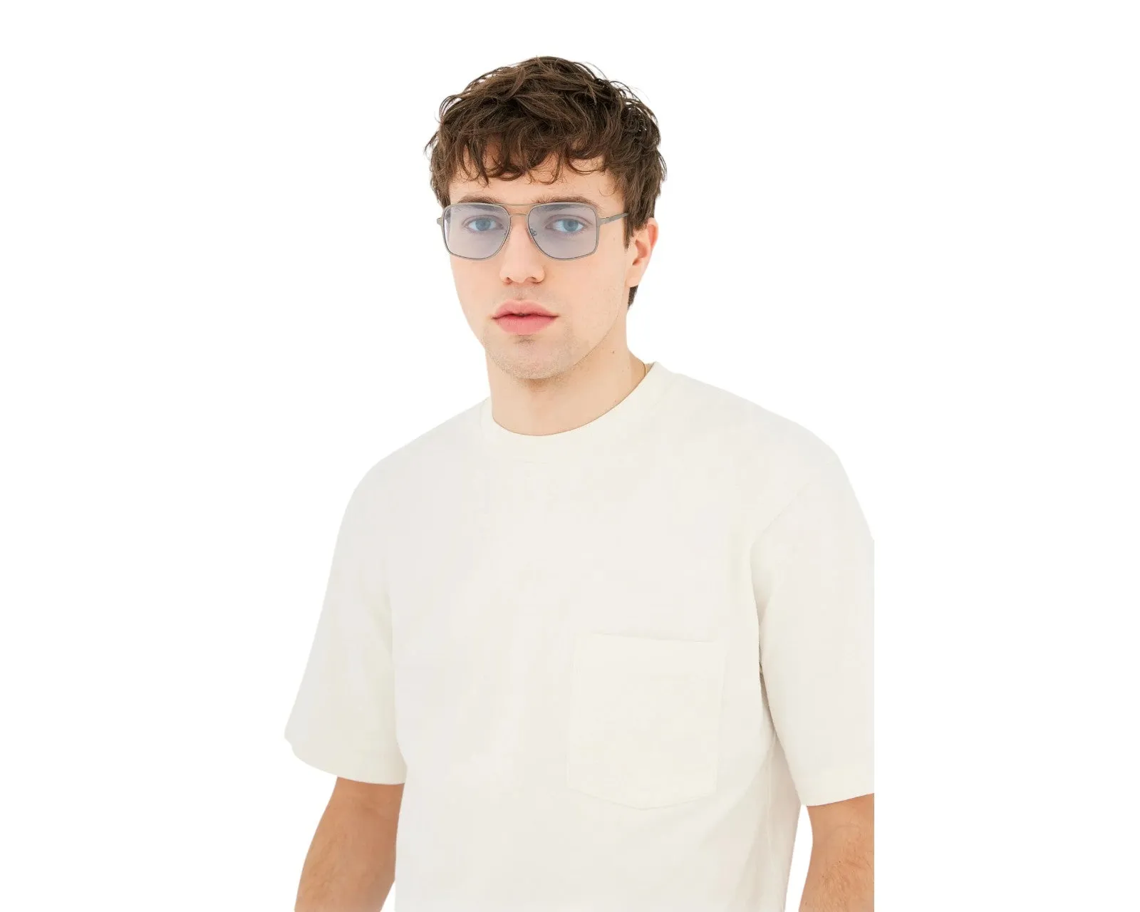 Retrosuperfuture LSM SPLIFF BLUE-GUN Occhiali da sole Acetato Argento Azzurro Squadrata Normale - immagine 4