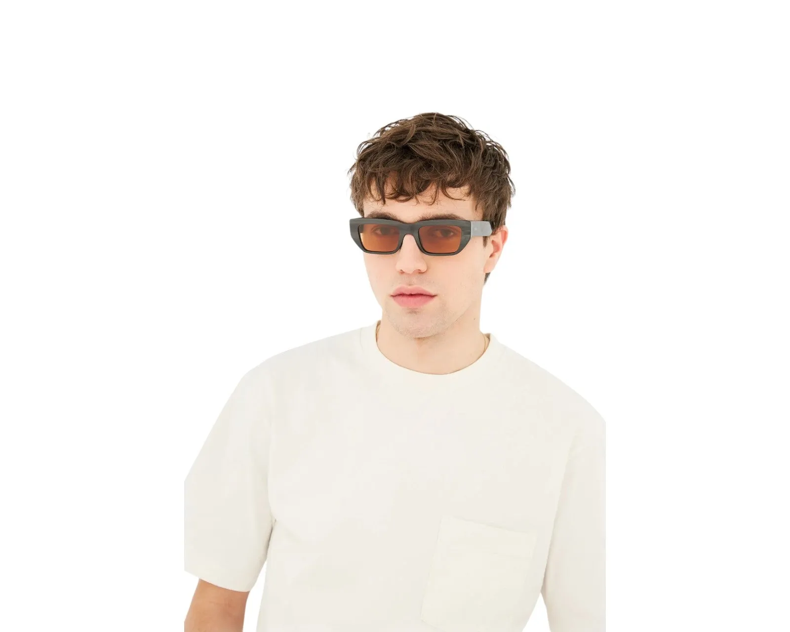 Retrosuperfuture JWE RA BLACK CAT Occhiali da sole Acetato Nero Marrone Squadrata - immagine 4