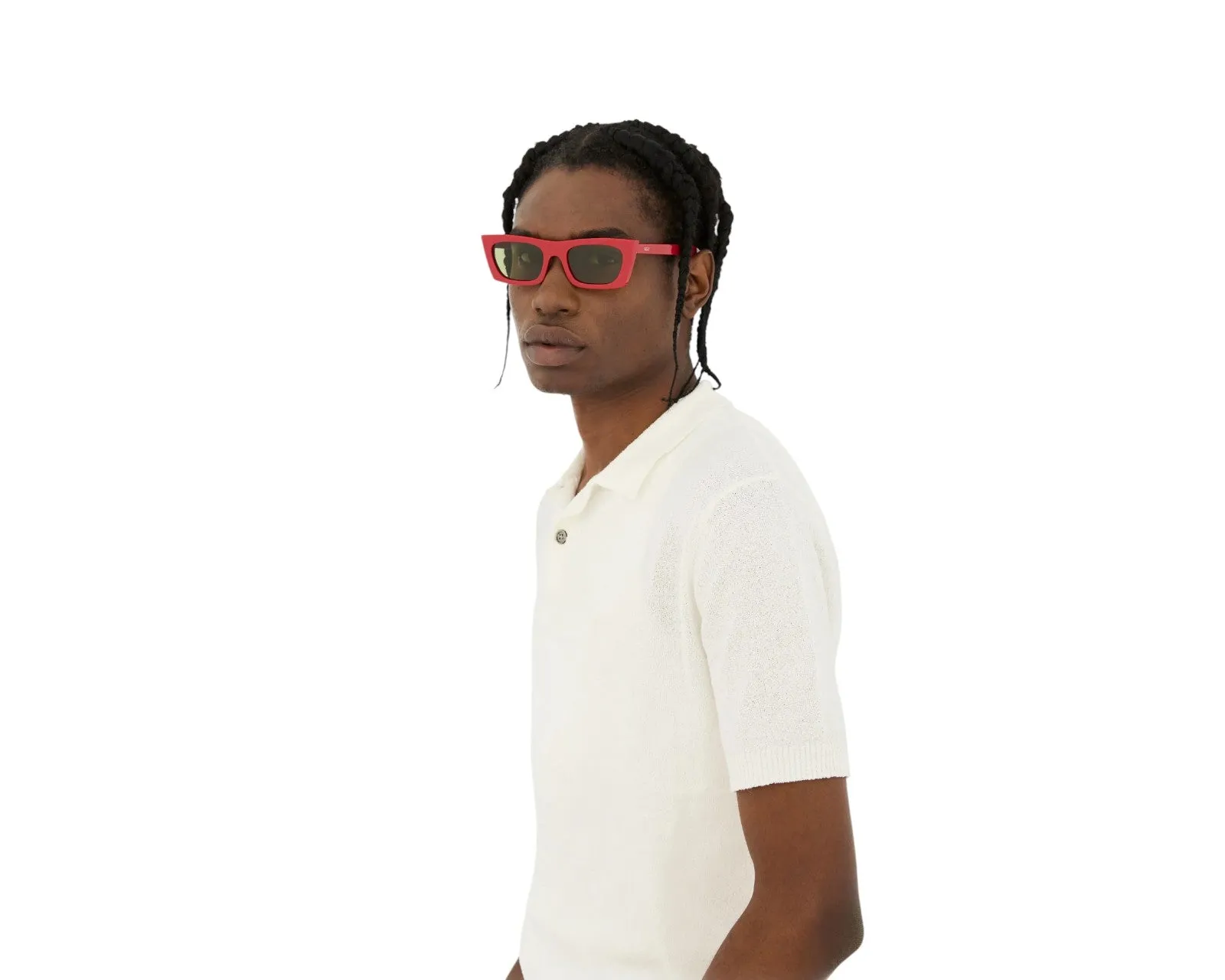 Retrosuperfuture E7D FRED 2.0 ROSSISSIMO Occhiali da sole Acetato Rosso Verde Squadrata Normale - immagine 4