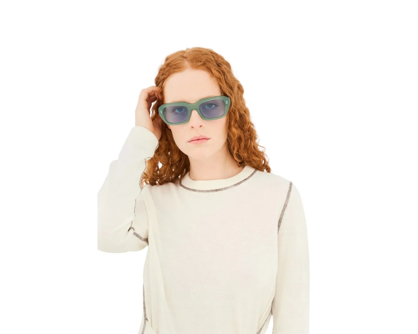 Retrosuperfuture 7P9 MILES SAGE Occhiali da sole Acetato Verde Azzurro Squadrata Normale - immagine 4