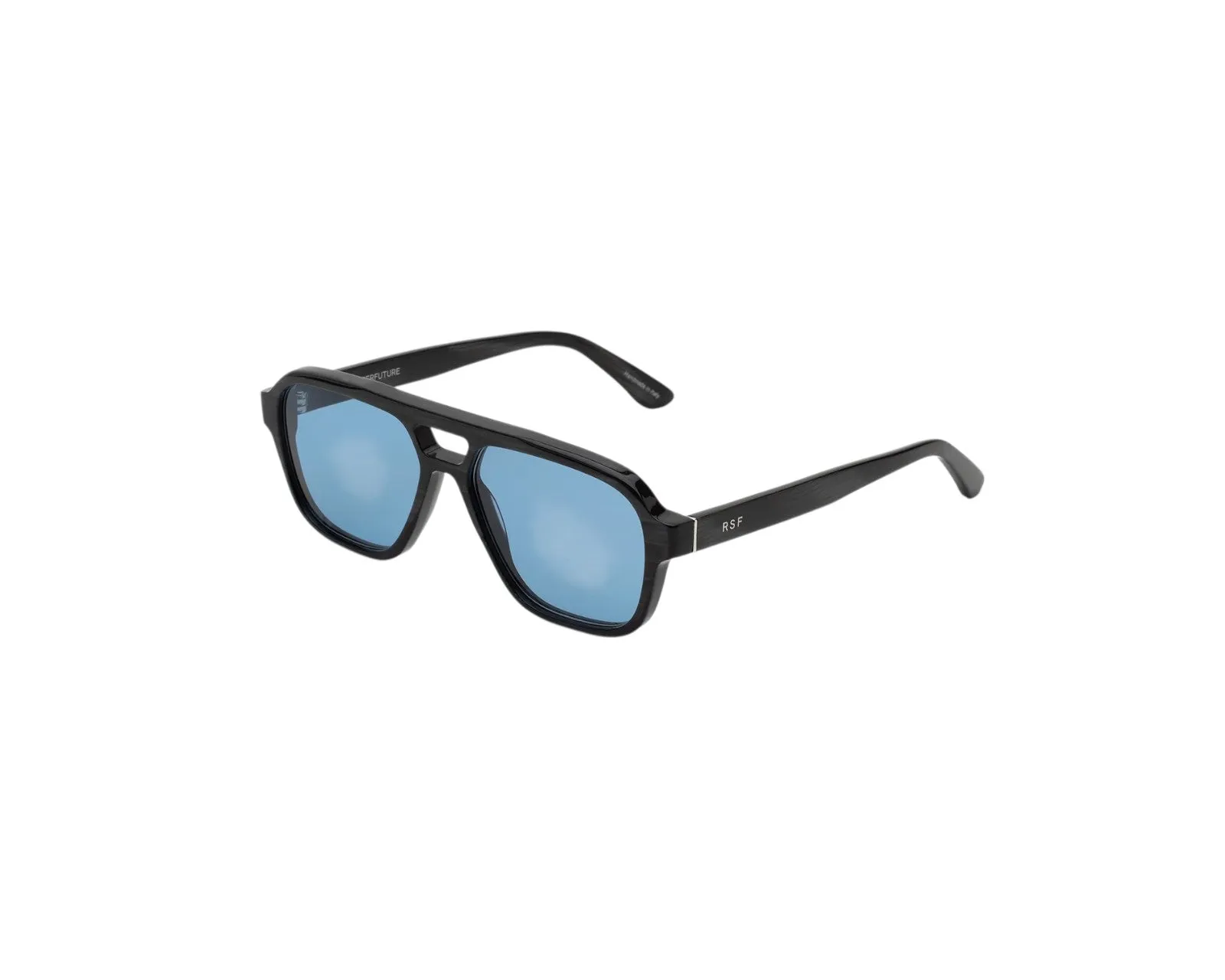 Retrosuperfuture 0JT MANEVAL BLACK CAT Occhiali da sole Acetato Nero Azzurro Squadrata Normale - immagine 1
