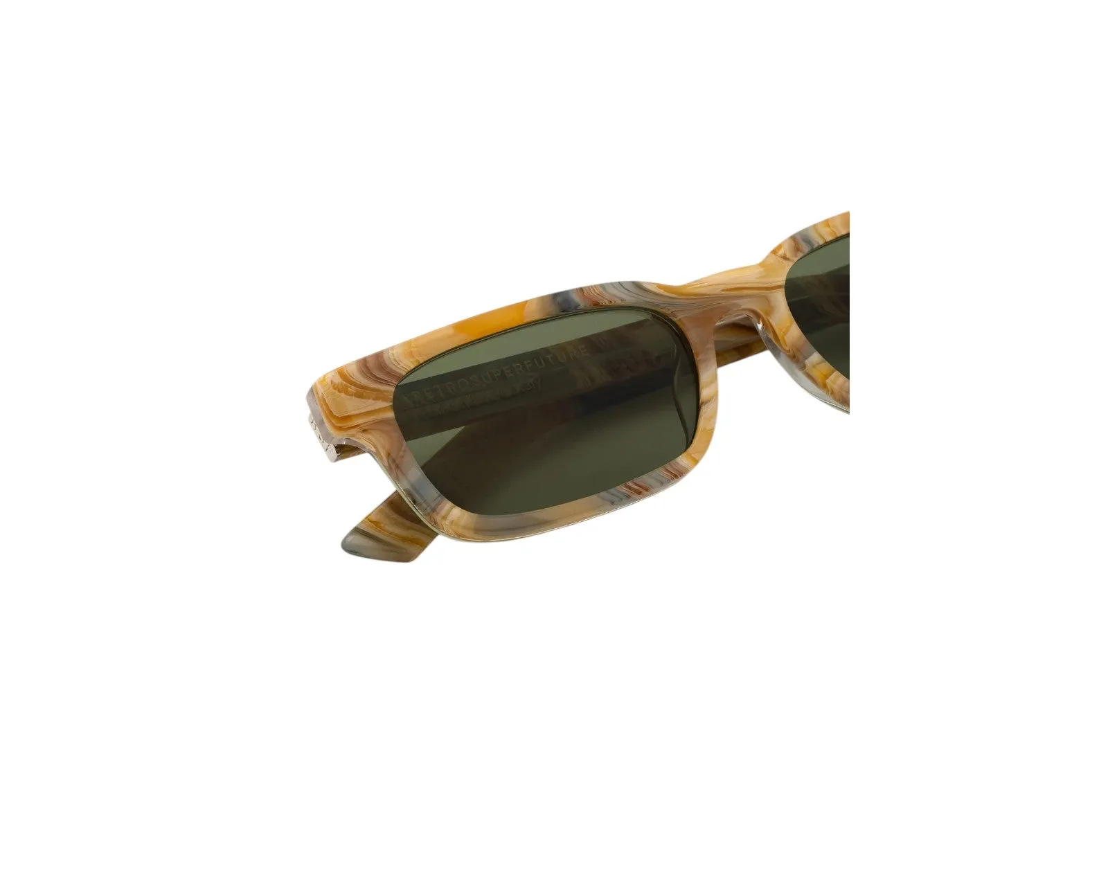 Retrosuperfuture F0O GESTO BOOGIE Occhiali da sole Acetato Beige Verde Squadrata Normale - immagine 3