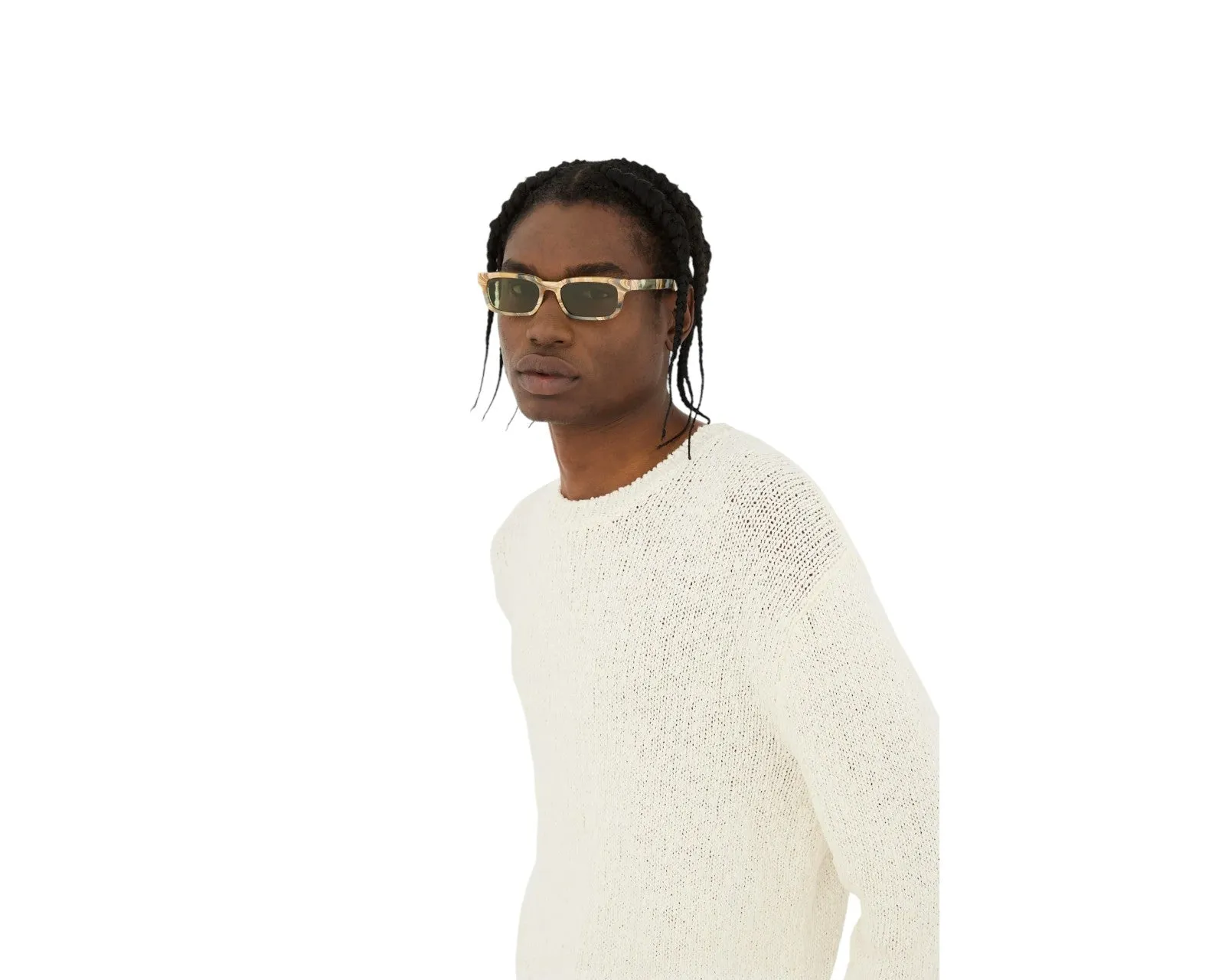 Retrosuperfuture F0O GESTO BOOGIE Occhiali da sole Acetato Beige Verde Squadrata Normale - immagine 4