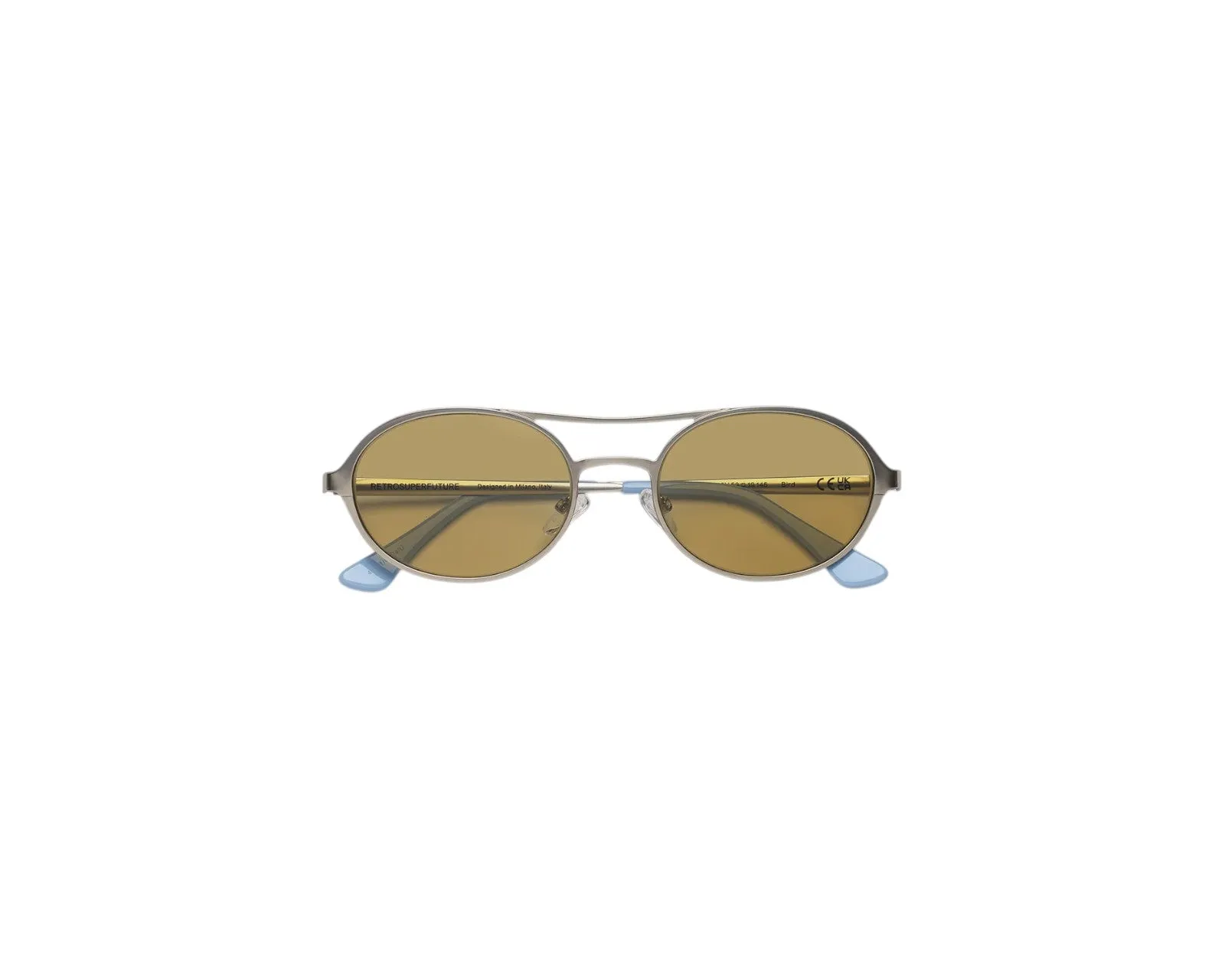 Retrosuperfuture 43V BIRD COOLCAT Occhiali da sole Metallo Argento Marrone Rotonda Normale - immagine 2