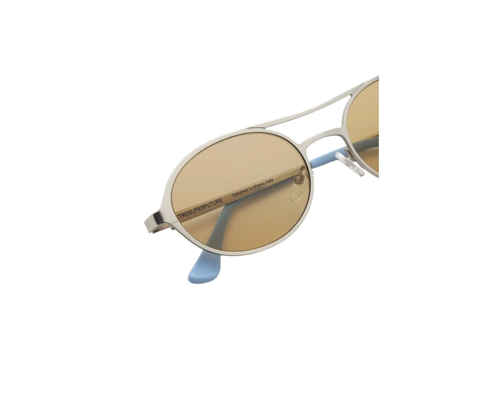 Retrosuperfuture 43V BIRD COOLCAT Occhiali da sole Metallo Argento Marrone Rotonda Normale - immagine 3