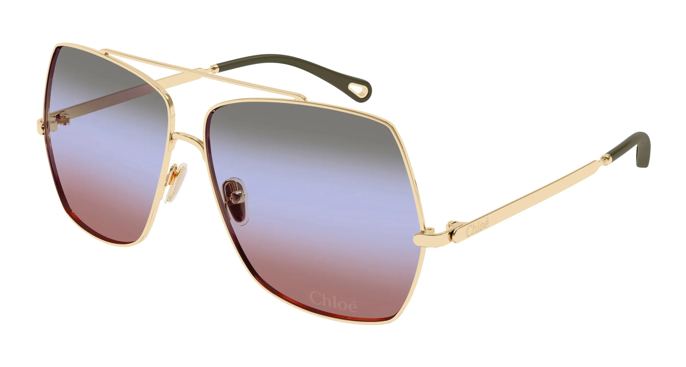 Chloé CH0278S 007 Occhiali da sole Metallo Oro Verde Squadrata - immagine 1