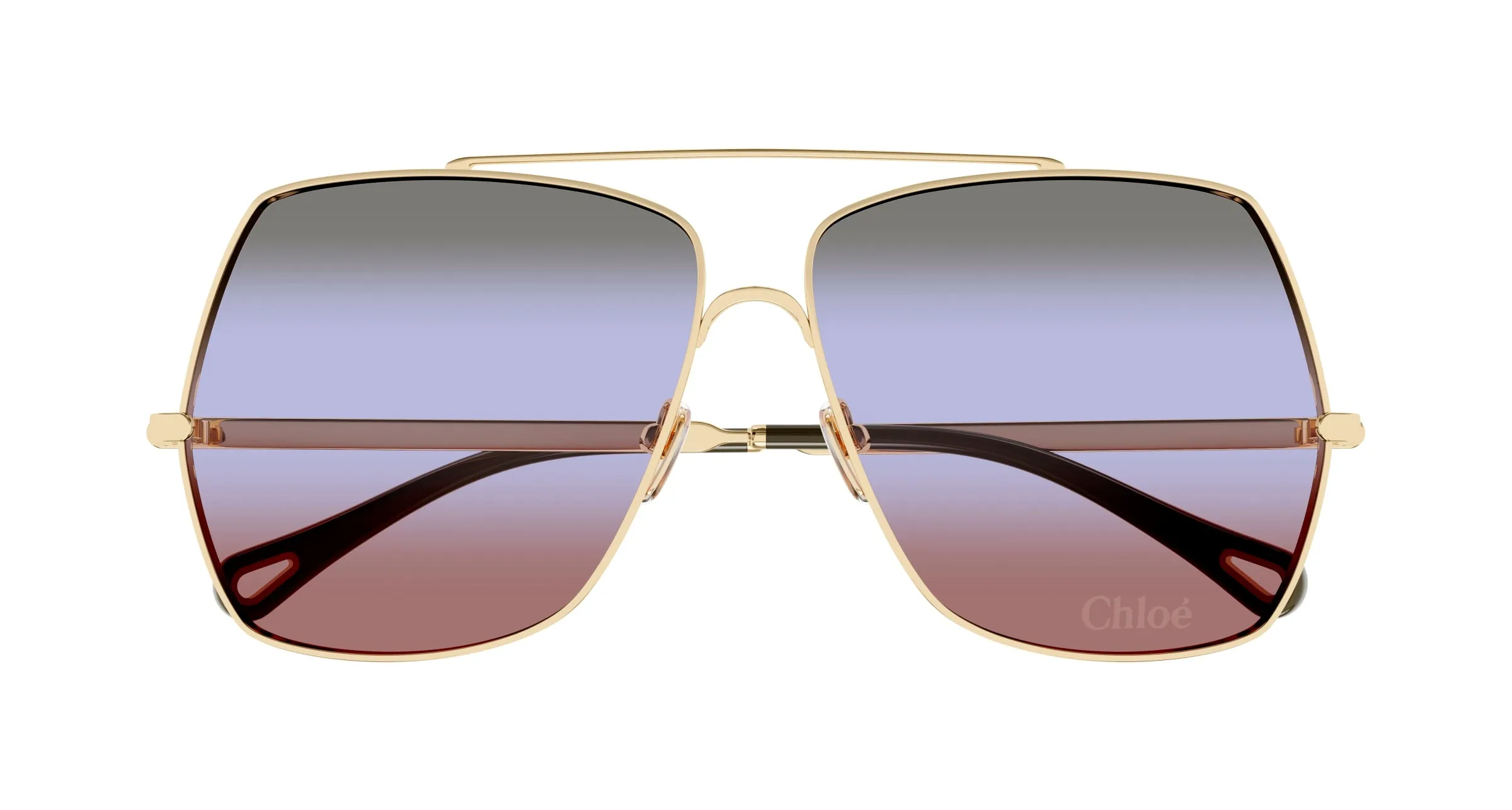 Chloé CH0278S 007 Occhiali da sole Metallo Oro Verde Squadrata - immagine 2