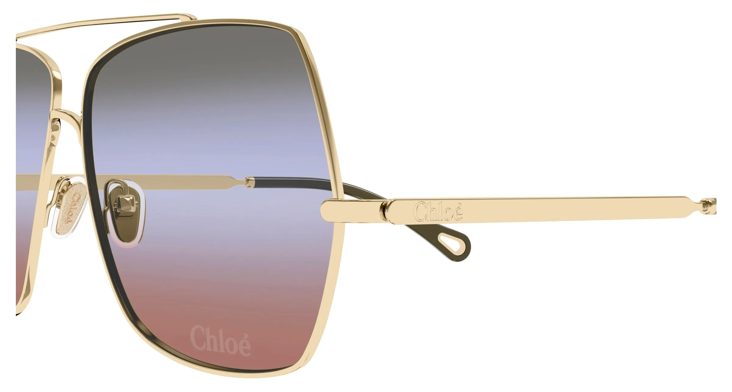 Chloé CH0278S 007 Occhiali da sole Metallo Oro Verde Squadrata - immagine 3