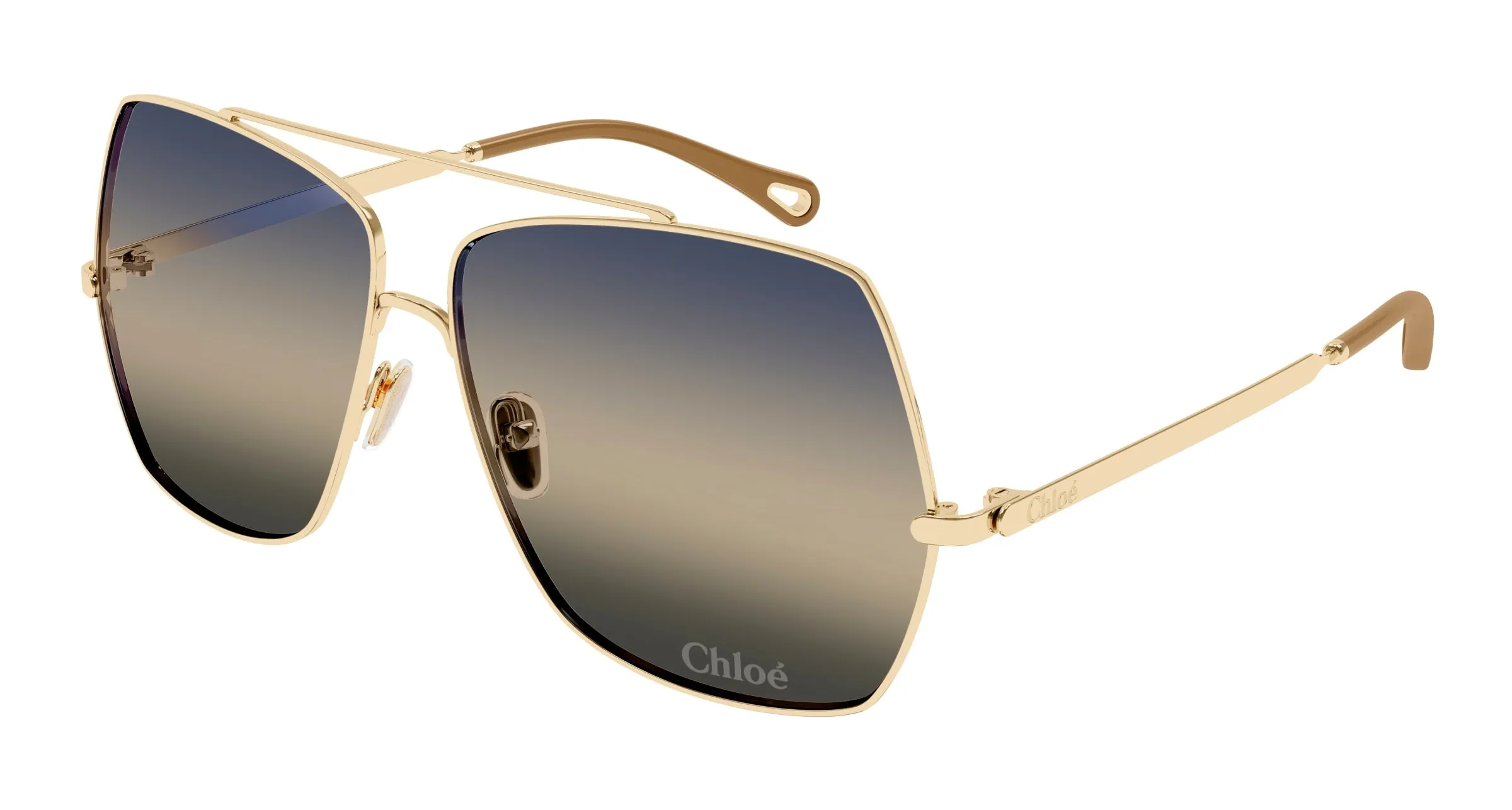 Chloé CH0278S 006 Occhiali da sole Metallo Oro Blu Squadrata - immagine 1