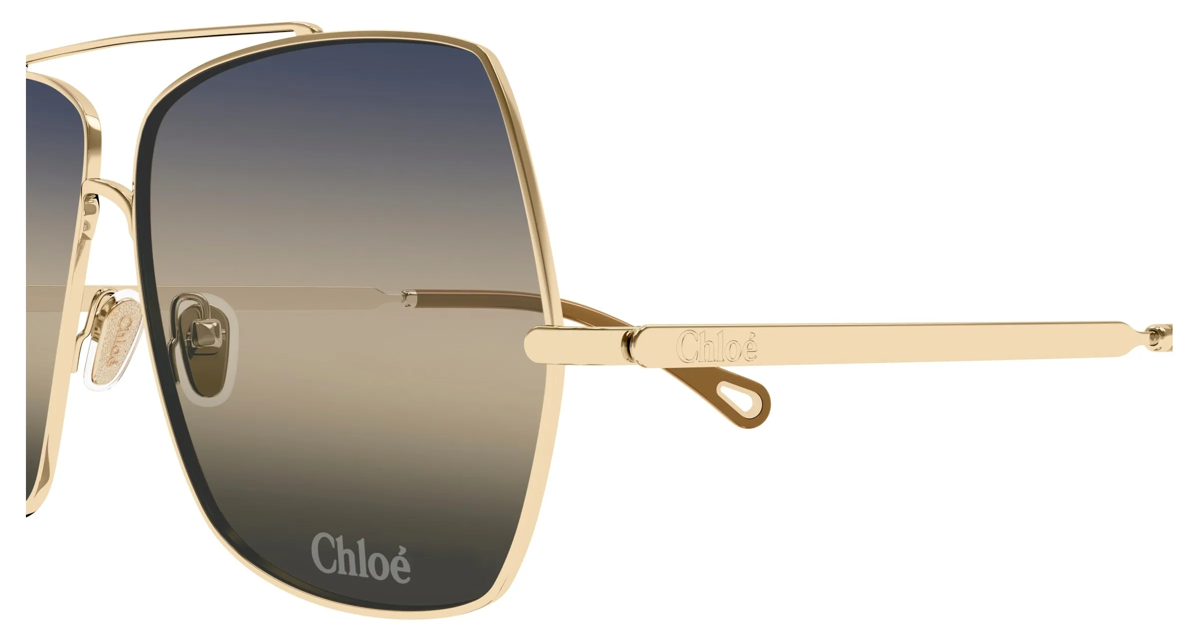 Chloé CH0278S 006 Occhiali da sole Metallo Oro Blu Squadrata - immagine 3