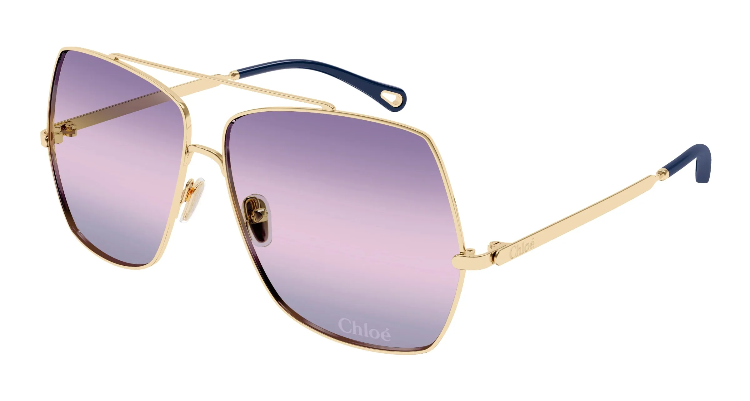 Chloé CH0278S 005 Occhiali da sole Metallo Oro Viola Squadrata - immagine 1