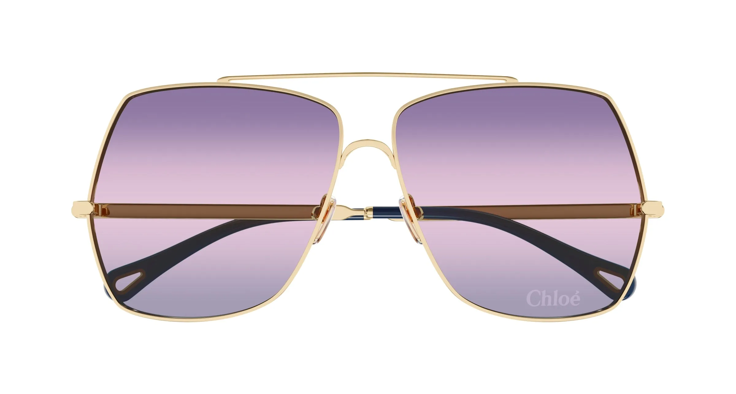 Chloé CH0278S 005 Occhiali da sole Metallo Oro Viola Squadrata - immagine 2