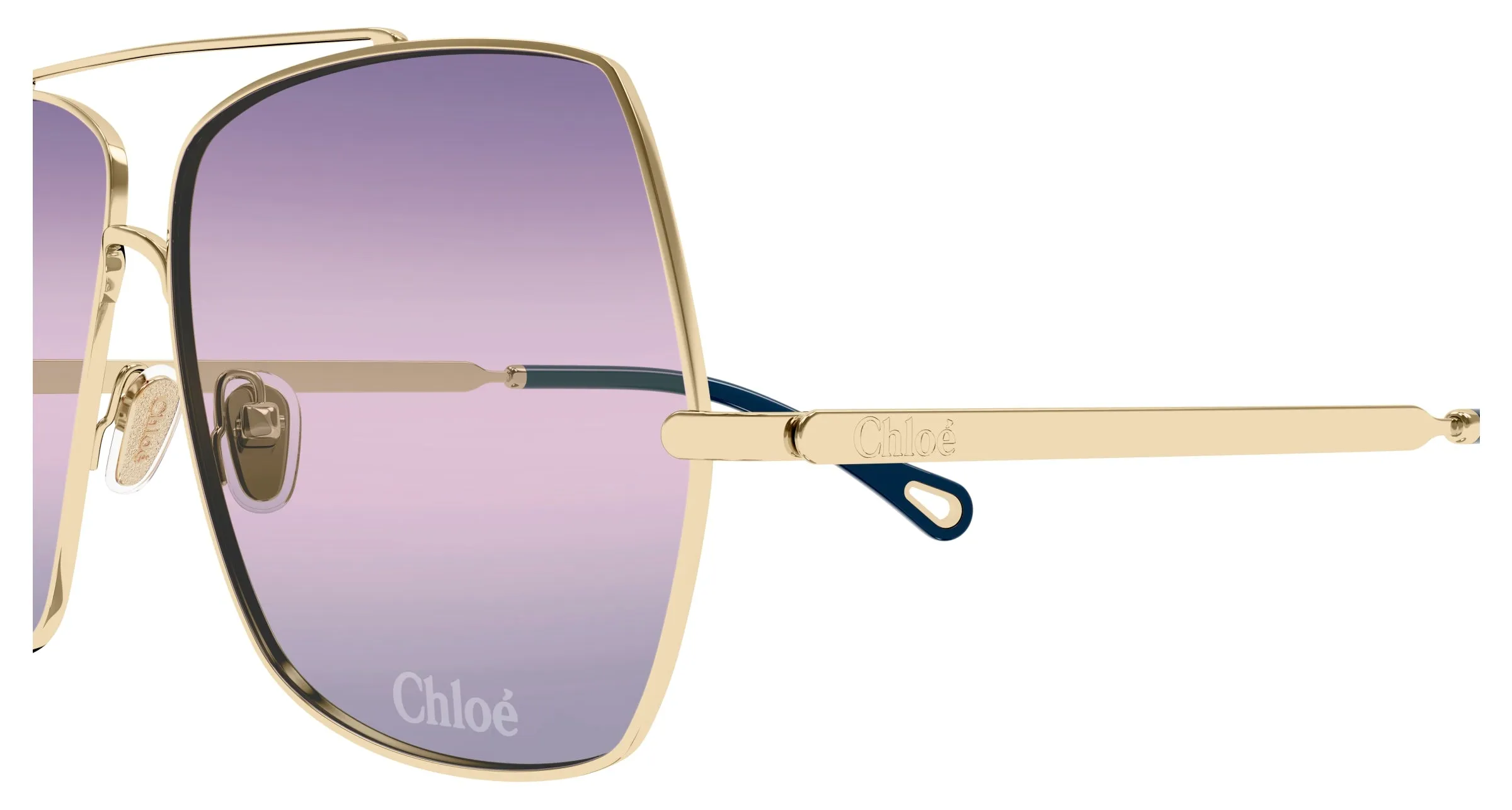 Chloé CH0278S 005 Occhiali da sole Metallo Oro Viola Squadrata - immagine 3