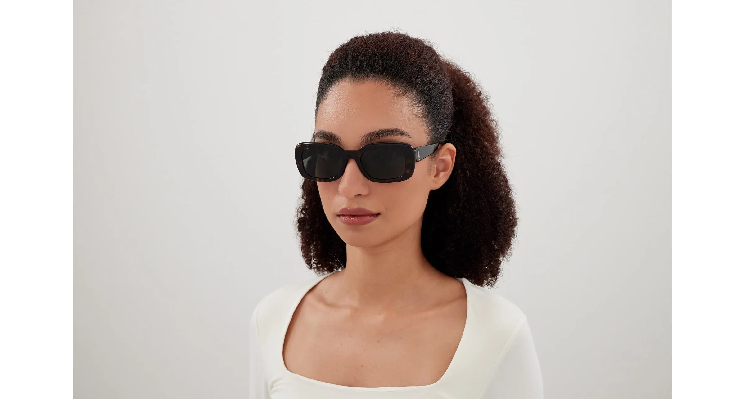 SAINT LAURENT SL M130 006 Occhiali da sole Acetato Havana Grigio Squadrata - immagine 4