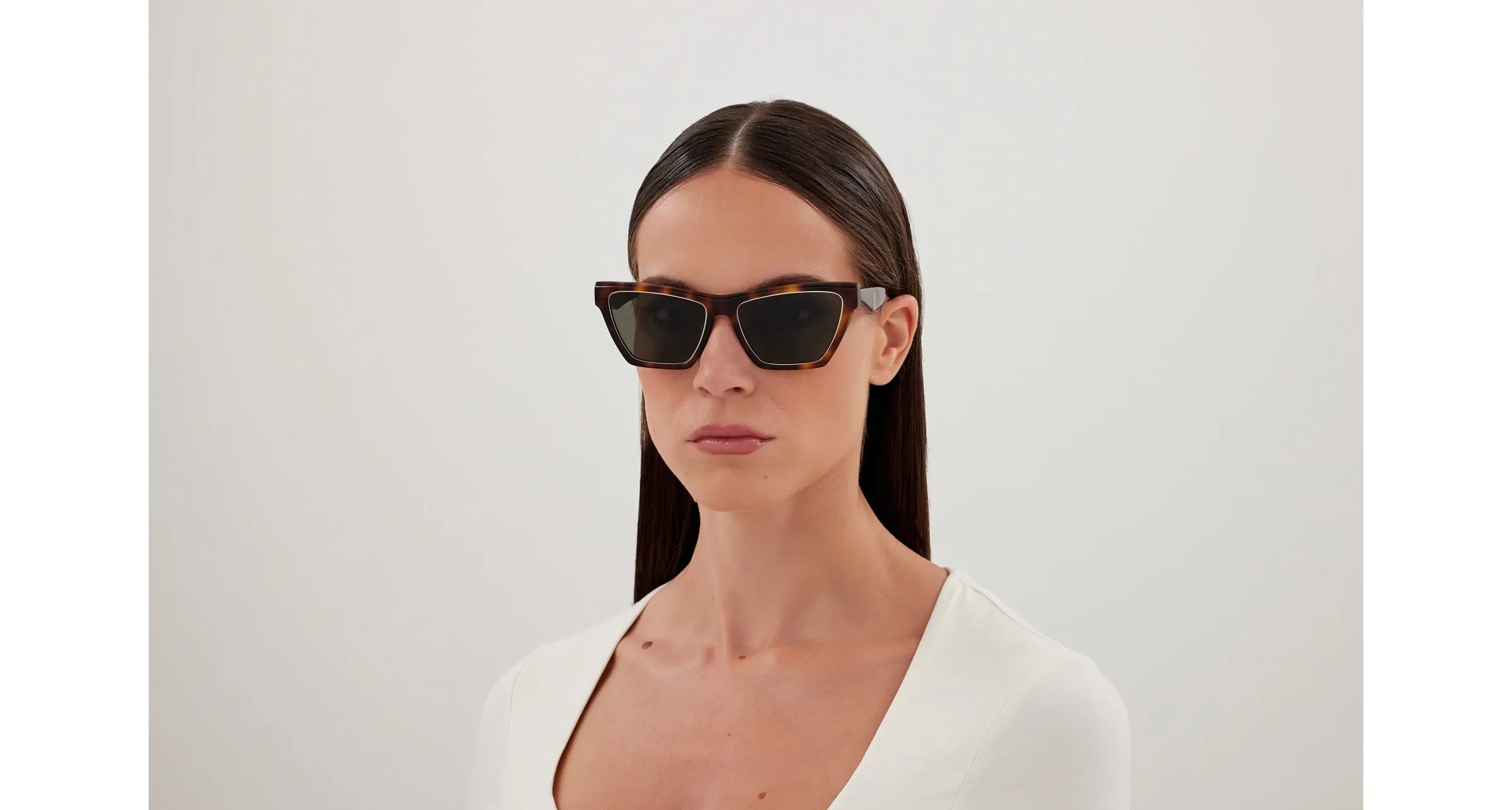 SAINT LAURENT SL M103 RIM 001 Occhiali da sole Acetato Havana Grigio Cat Eye - immagine 4