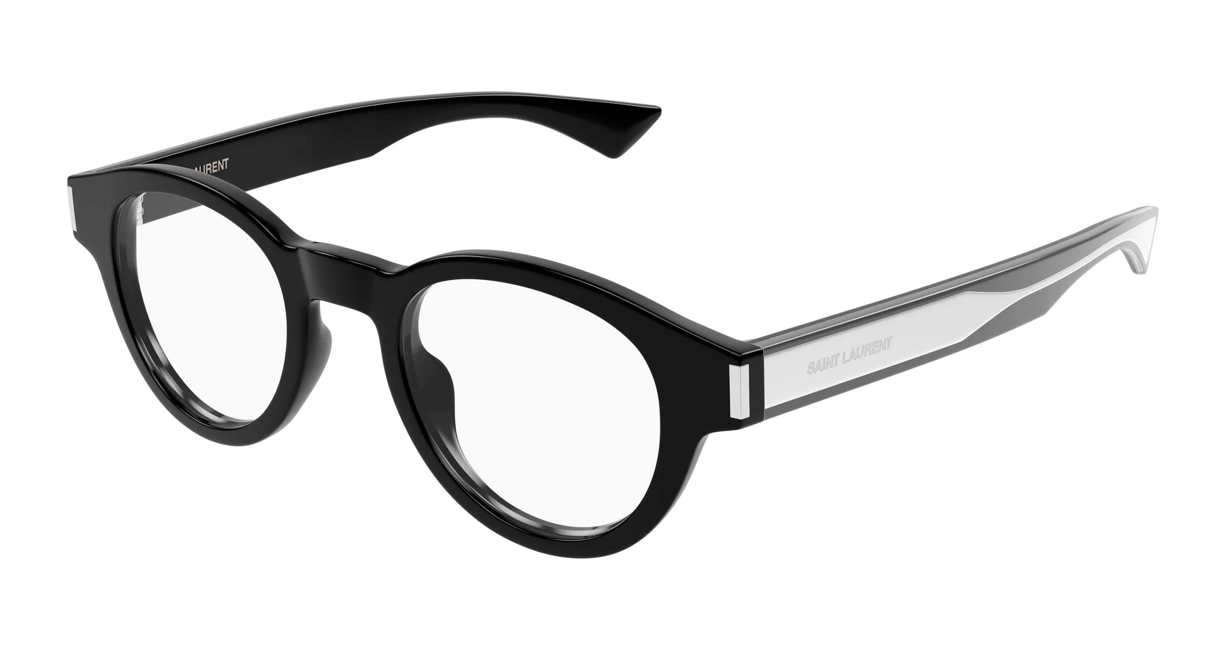 SAINT LAURENT SL 792 001 Montature da vista Acetato Nero Trasparente Rotonda - immagine 1