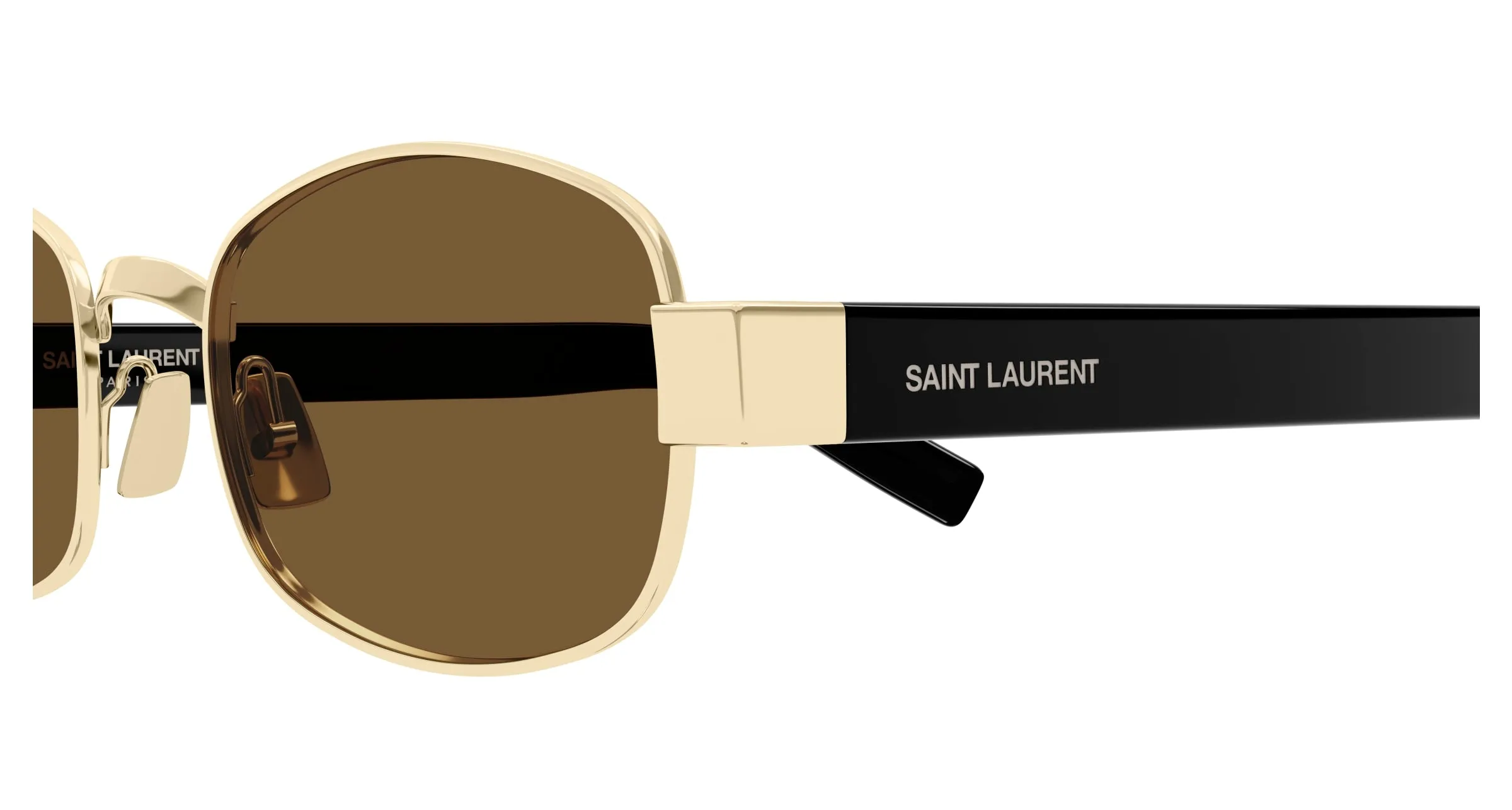 SAINT LAURENT SL 706 001 Occhiali da sole Metallo Oro Marrone Rotonda - immagine 3