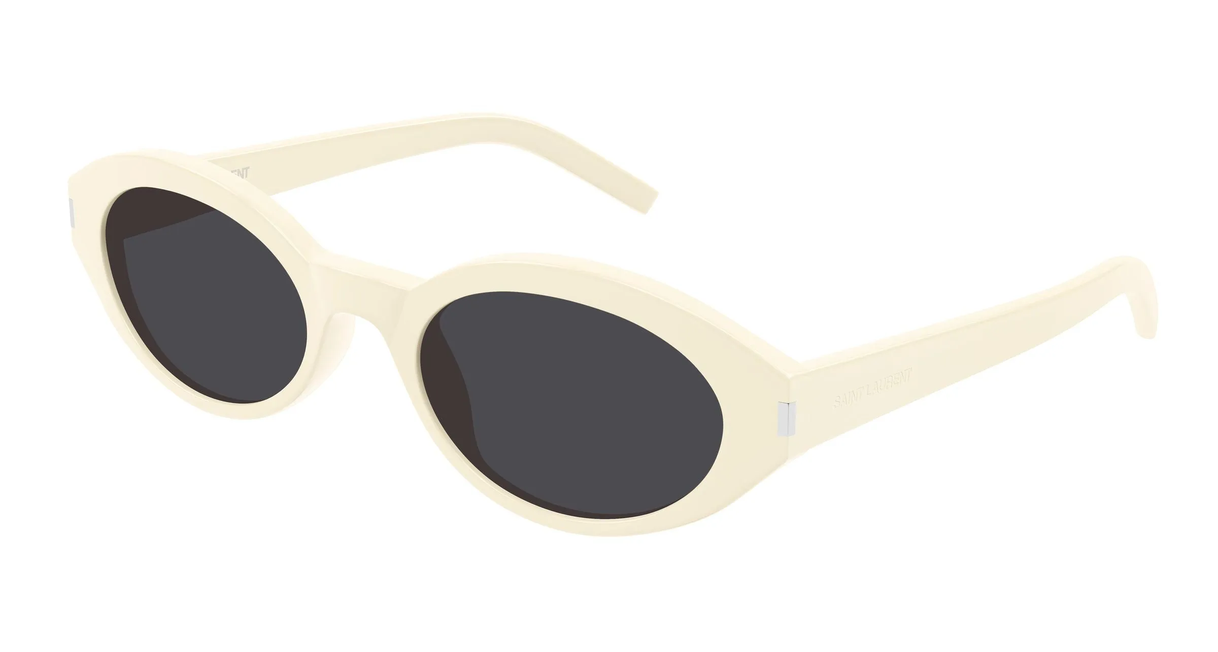 SAINT LAURENT SL 567 005 Occhiali da sole Acetato Avorio Nero Rotonda - immagine 1