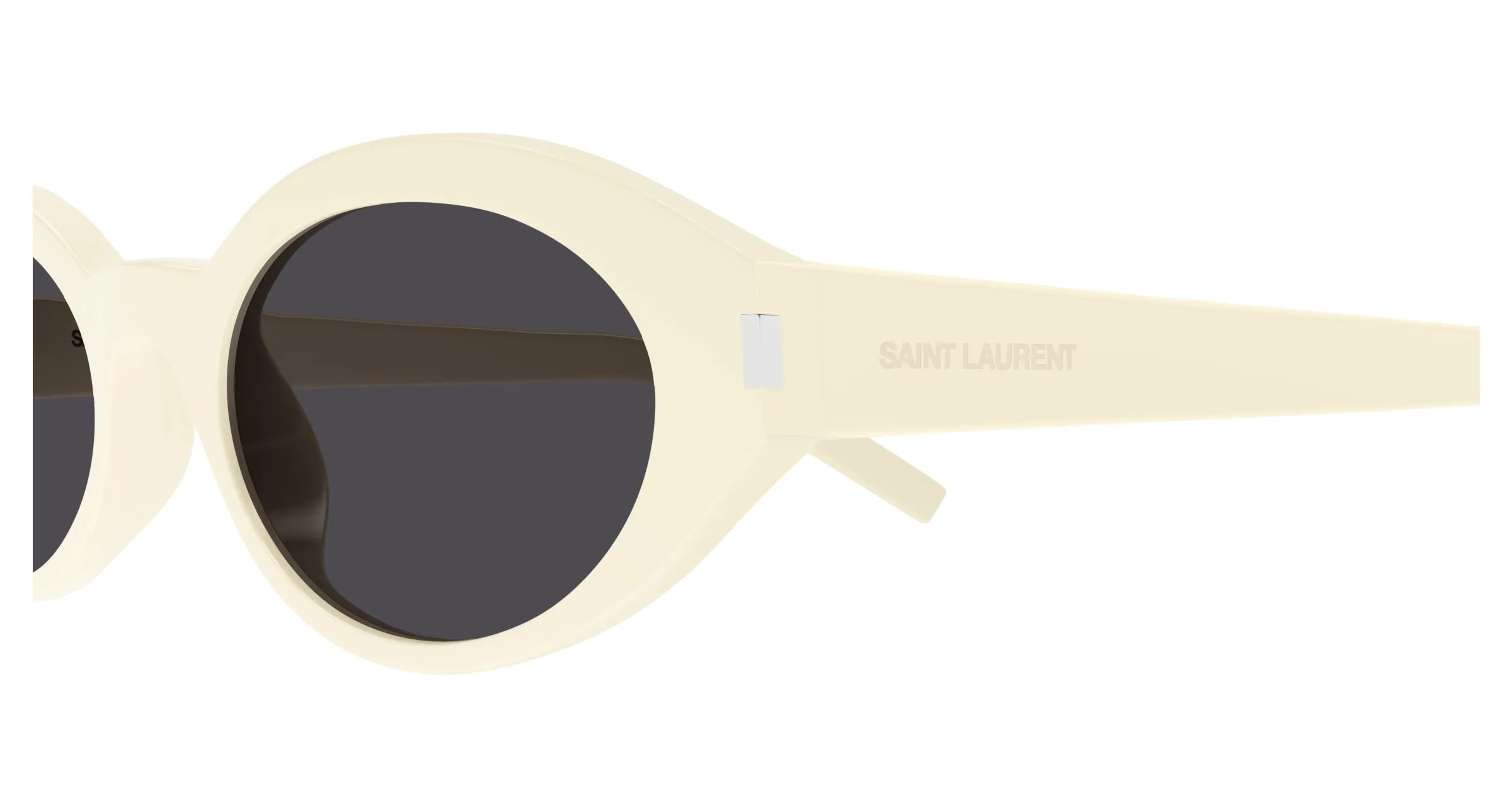 SAINT LAURENT SL 567 005 Occhiali da sole Acetato Avorio Nero Rotonda - immagine 3
