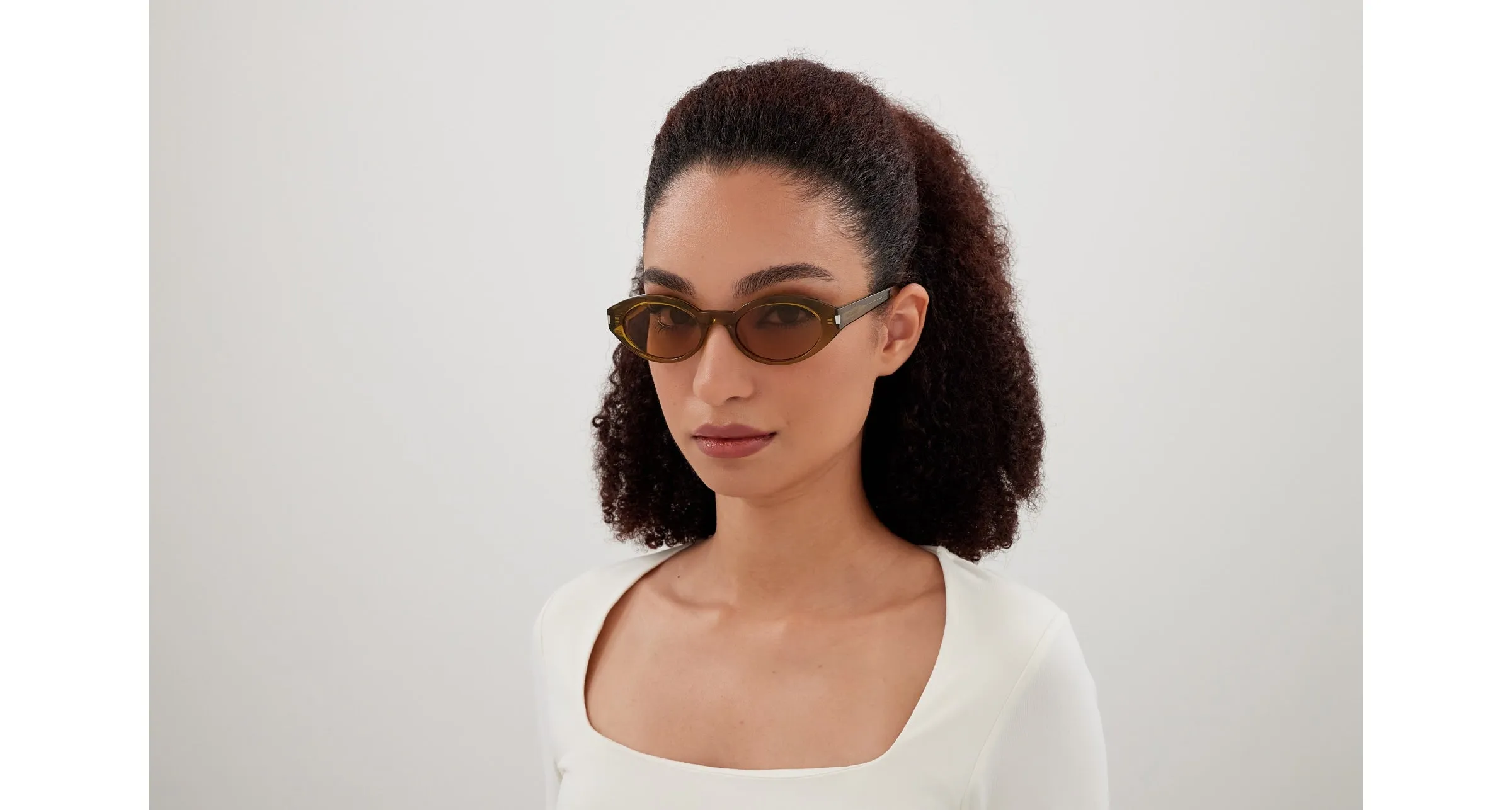 SAINT LAURENT SL 567 004 Occhiali da sole Acetato Verde Marrone Rotonda - immagine 4