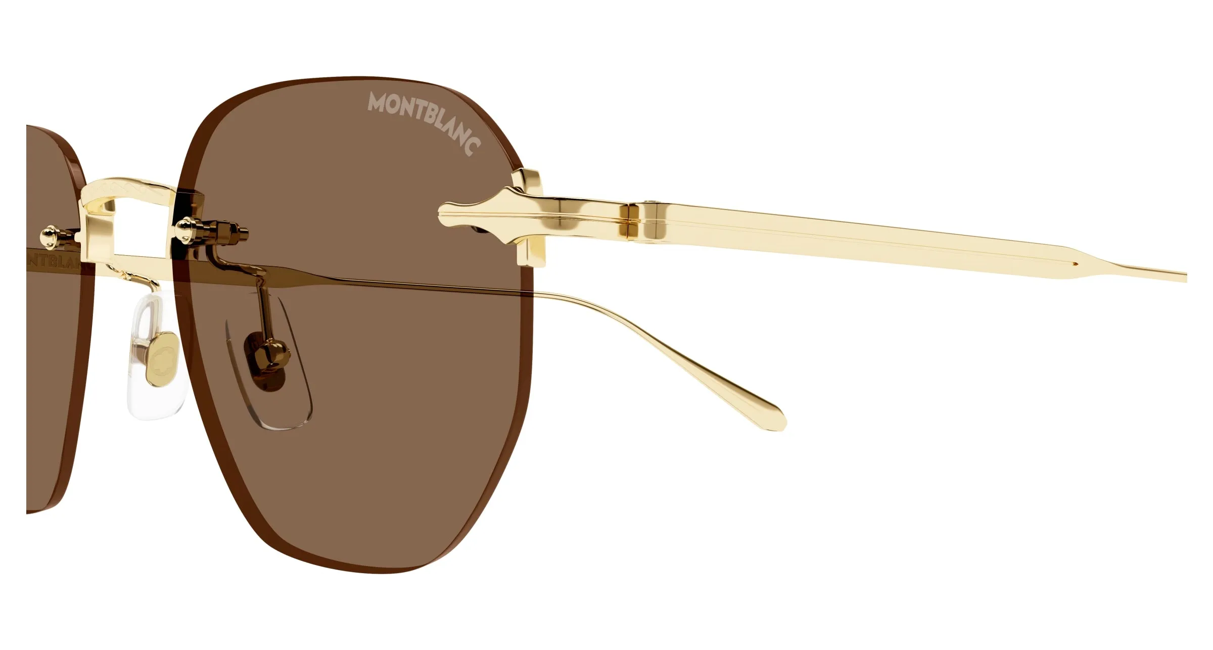 Montblanc MB0405S 002 Occhiali da sole Metallo Oro Marrone Rotonda - immagine 3