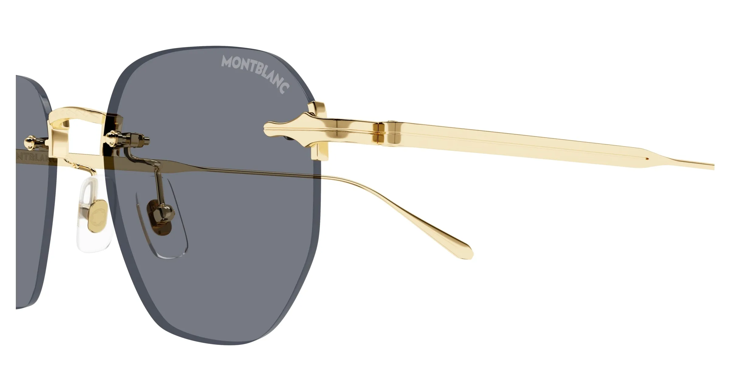 Montblanc MB0405S 001 Occhiali da sole Metallo Oro Grigio Rotonda - immagine 3