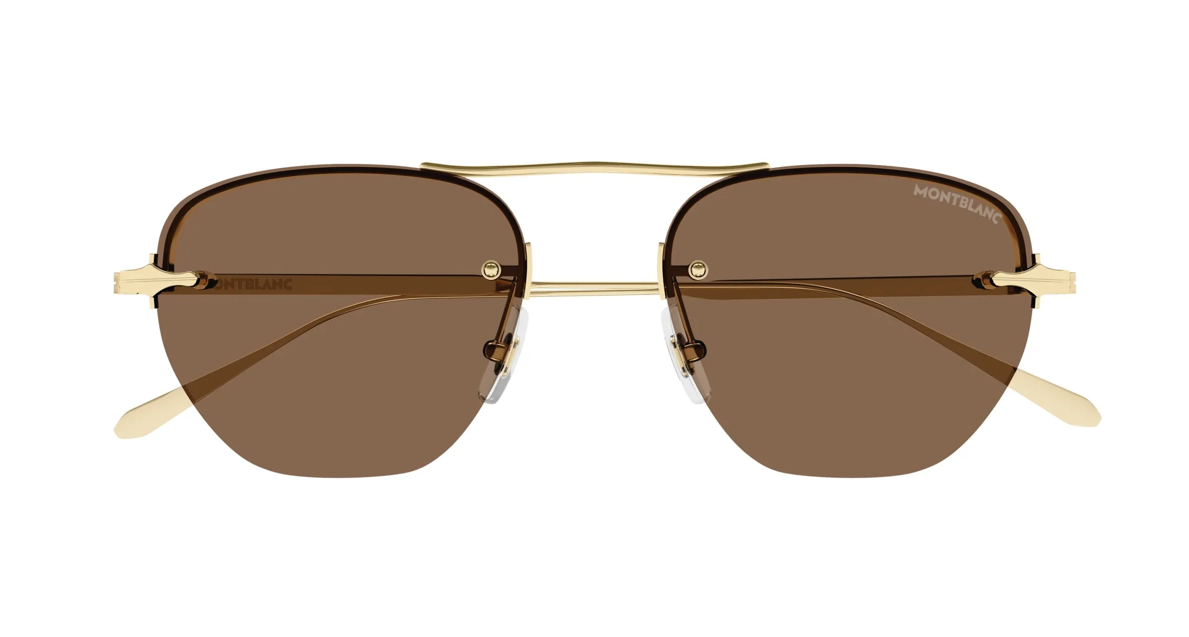 Montblanc MB0404S 002 Occhiali da sole Metallo Oro Marrone Rotonda - immagine 2
