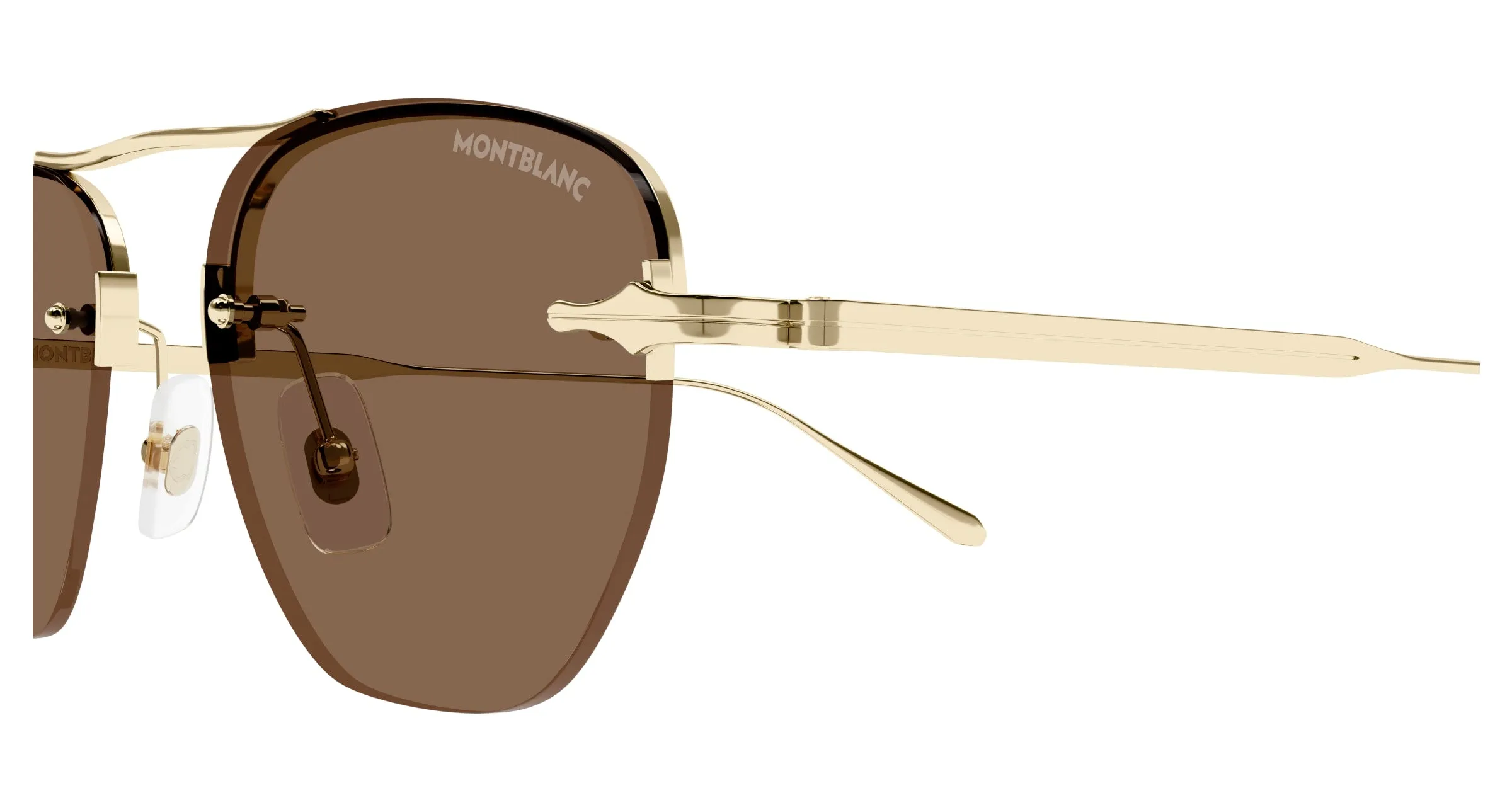 Montblanc MB0404S 002 Occhiali da sole Metallo Oro Marrone Rotonda - immagine 3